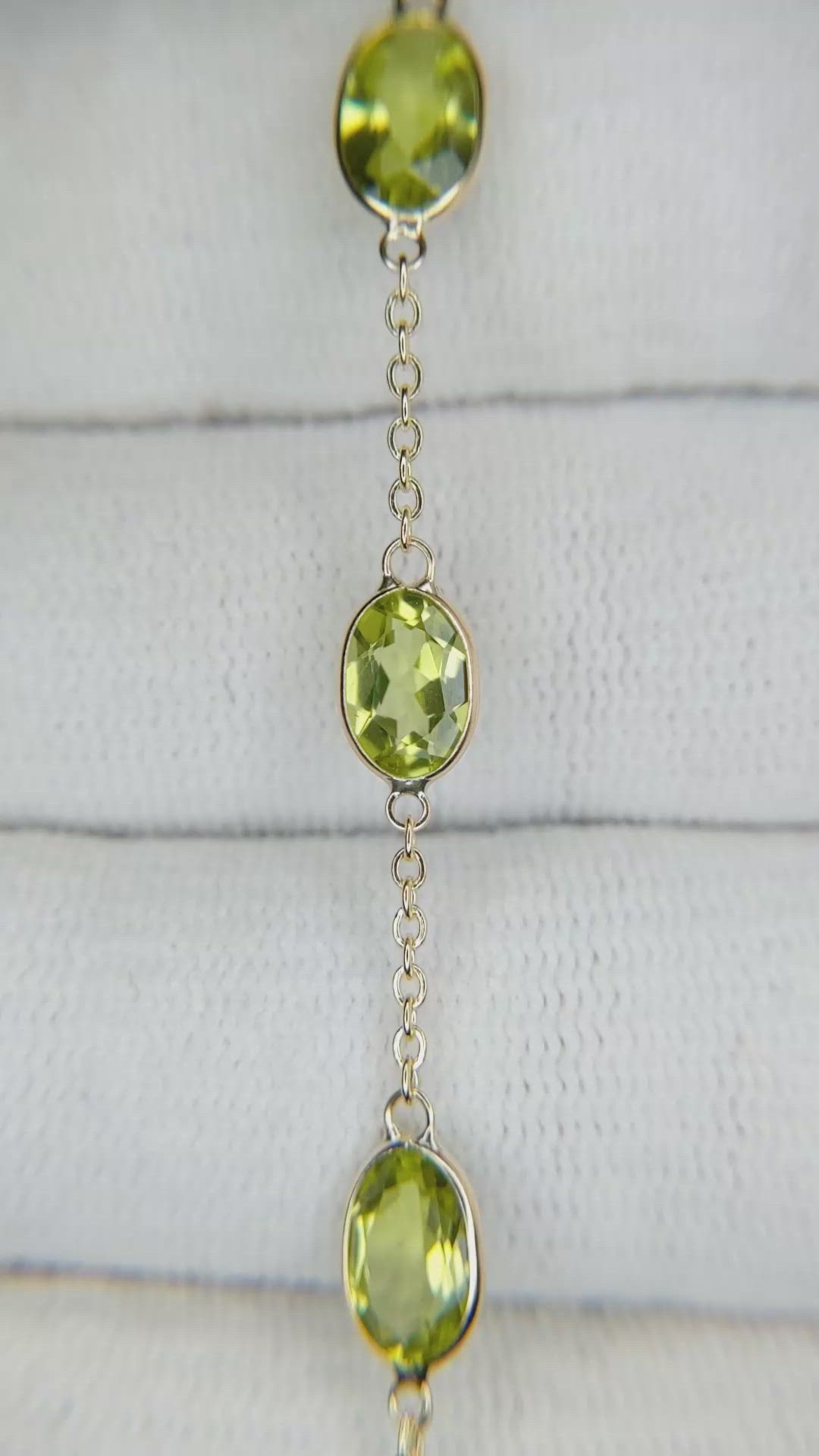 6.21 Ct.Tw.Total Carat Weight Yellowish Green Peridot Bezel Bracelet, 10K Yellow Gold Size Video
