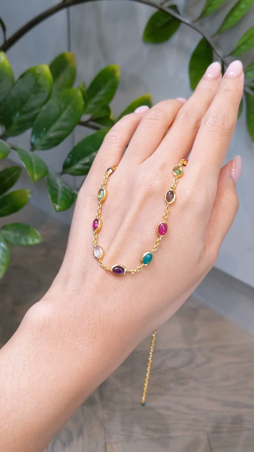 2.47 Ct.Tw.Total Carat Weight Ruby, Peridot, Amethyst, Quartz, Moonstone and Agate Bezel Necklace, 22K Gold Plated Silver Size Video
