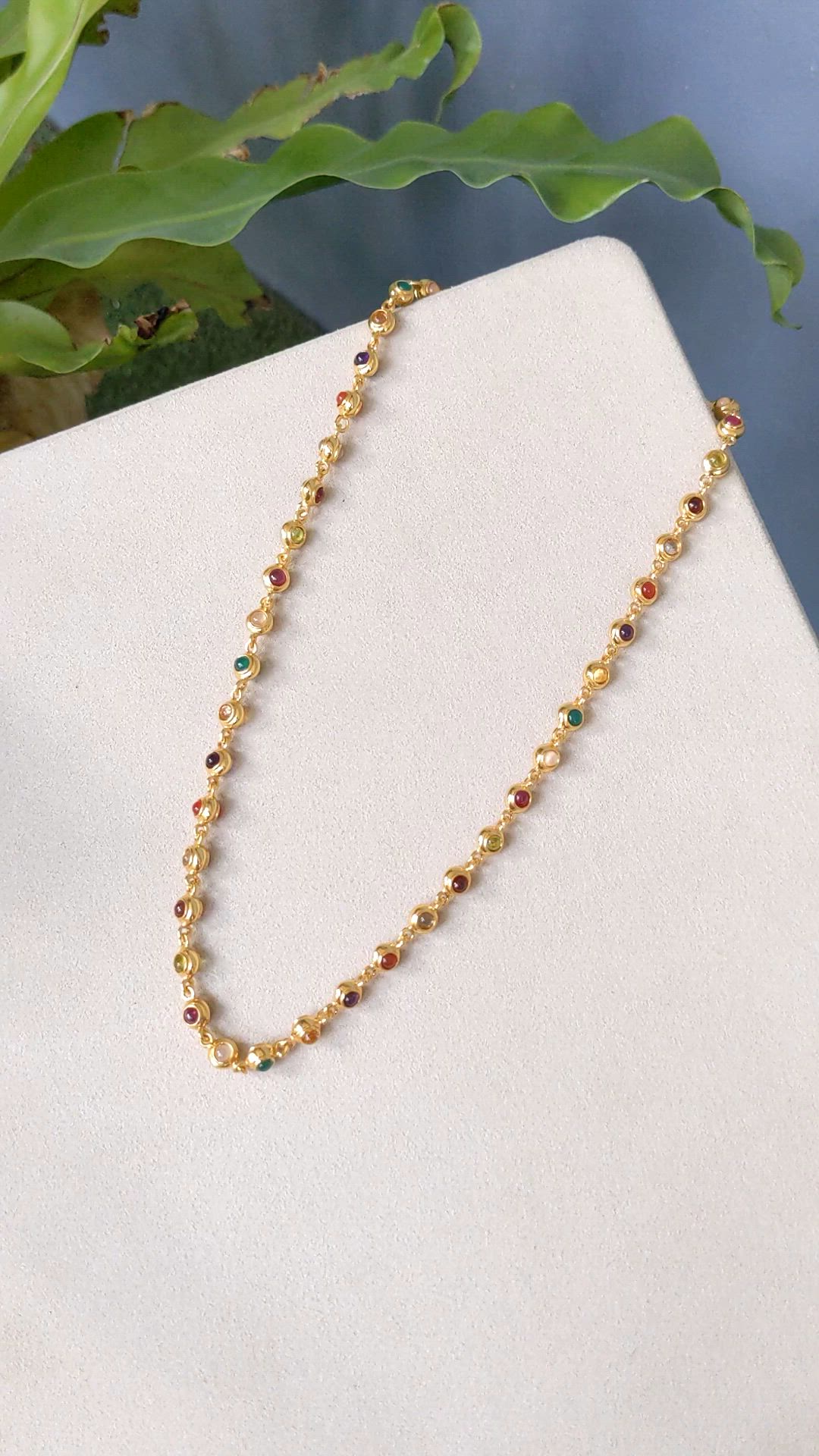 7.75 Ct.Tw.Total Carat Weight Ruby, Garnet, Peridot, Amethyst, Citrine, Agate, Quartz, Carnelian and Moonstone Multi Stone Necklace, 22K Gold Plated Silver Size Video