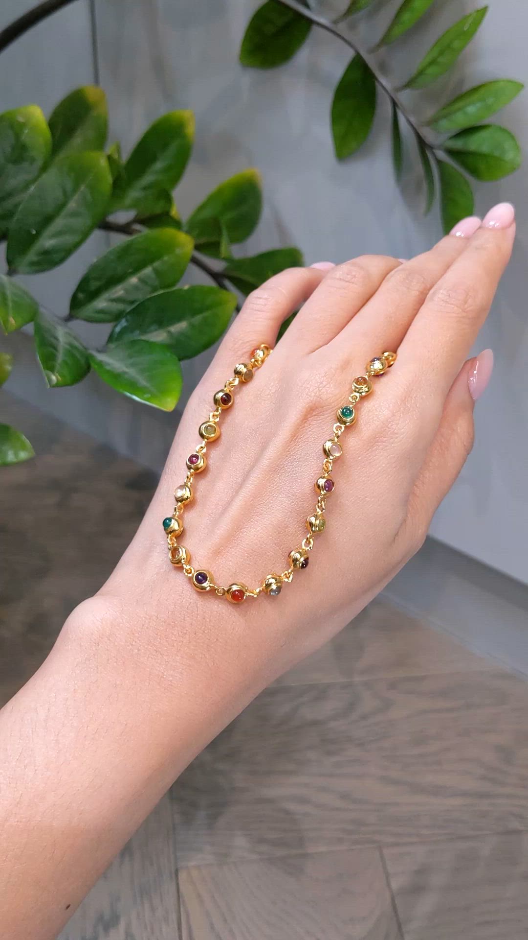 7.75 Ct.Tw.Total Carat Weight Ruby, Garnet, Peridot, Amethyst, Citrine, Agate, Quartz, Carnelian and Moonstone Multi Stone Necklace, 22K Gold Plated Silver Size Video