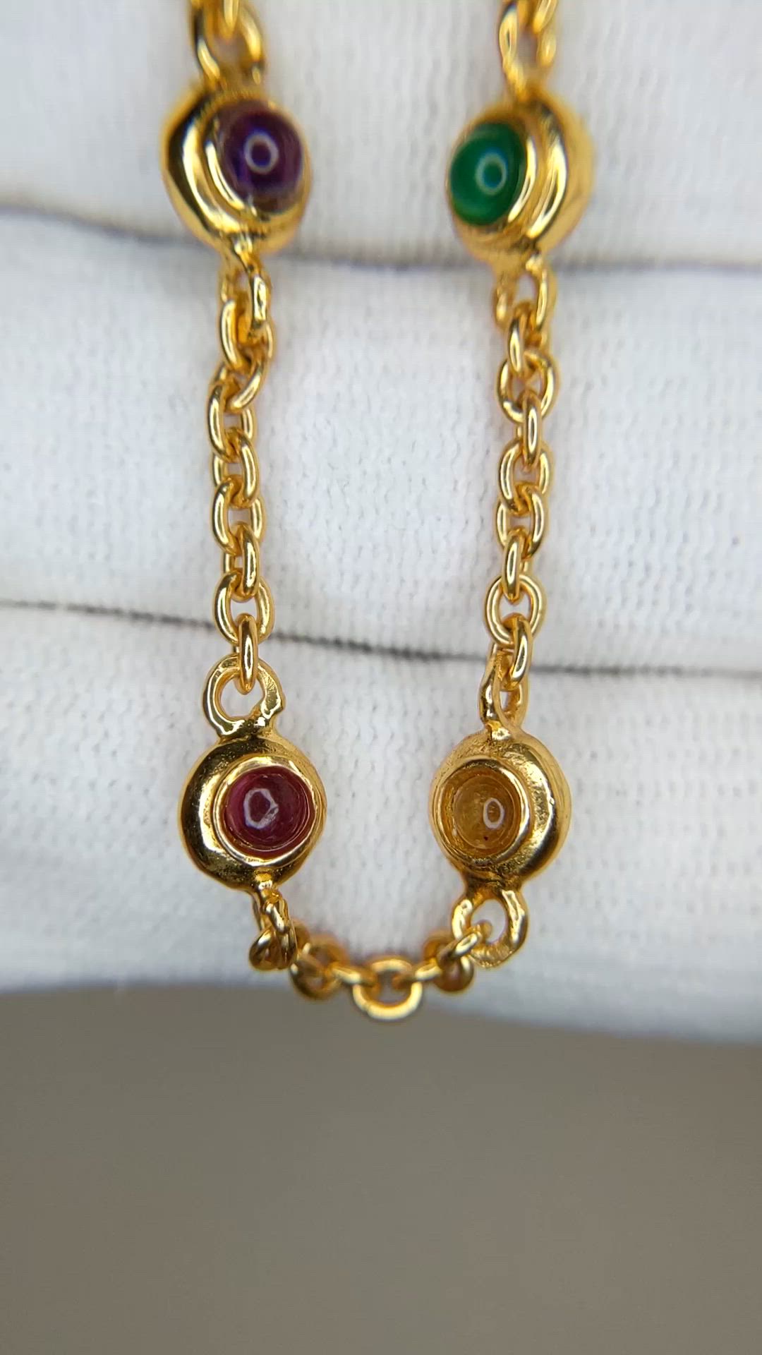 3.93&nbsp;Ct.Tw.Total Carat Weight Ruby, Citrine, Garnet, Peridot, Lapis, Amethyst, Carnelian, Agate and Moonstone Multi Stone Necklace, 22K Gold Plated Silver Size Video