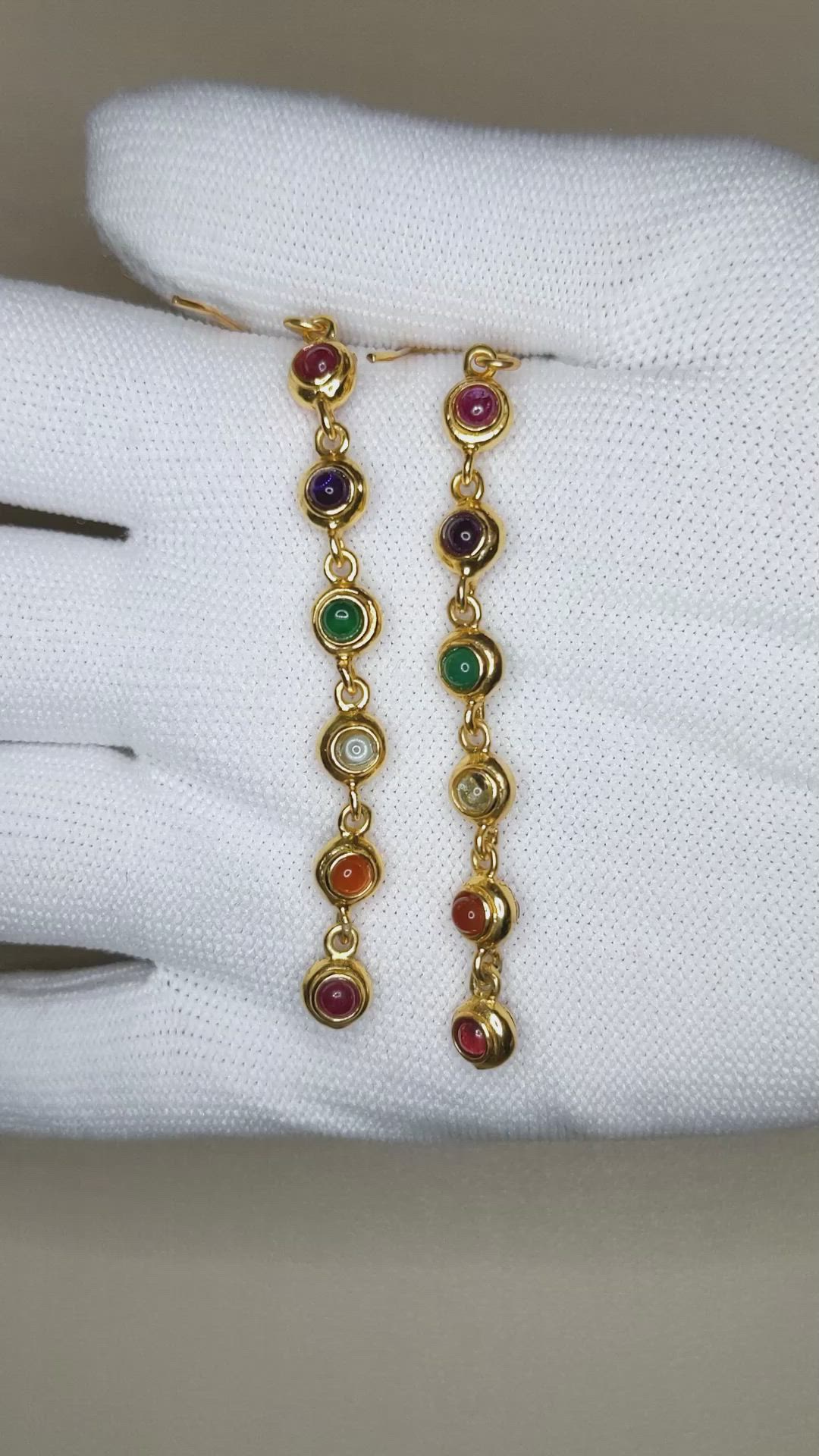 1.66 Ct.Tw.Total Carat Weight Ruby, Amethyst, Quartz, Agate and Carnelian Bezel Earrings, 22K Gold Plated Silver Size Video