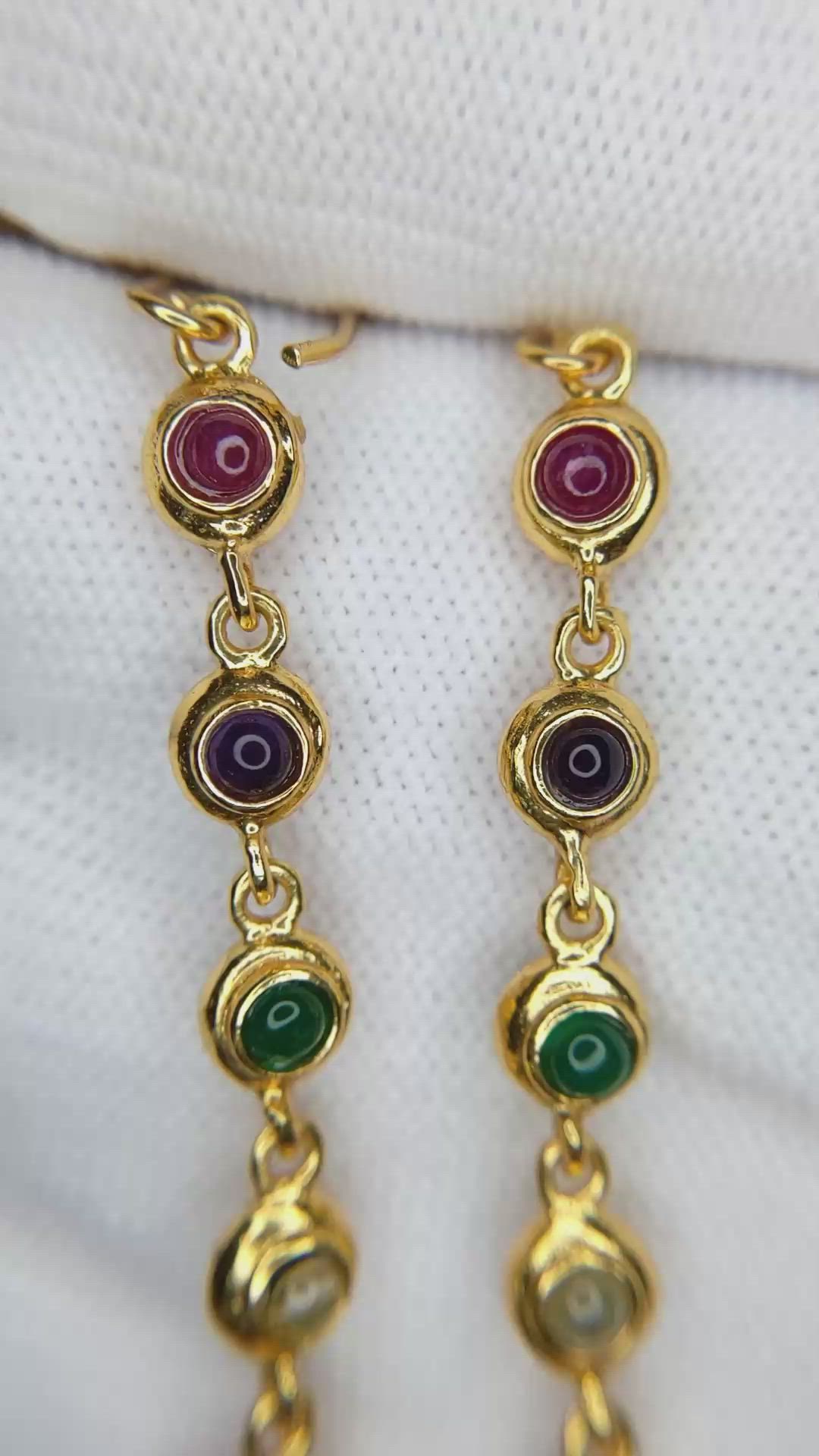 1.66 Ct.Tw.Total Carat Weight Ruby, Amethyst, Quartz, Agate and Carnelian Bezel Earrings, 22K Gold Plated Silver Size Video
