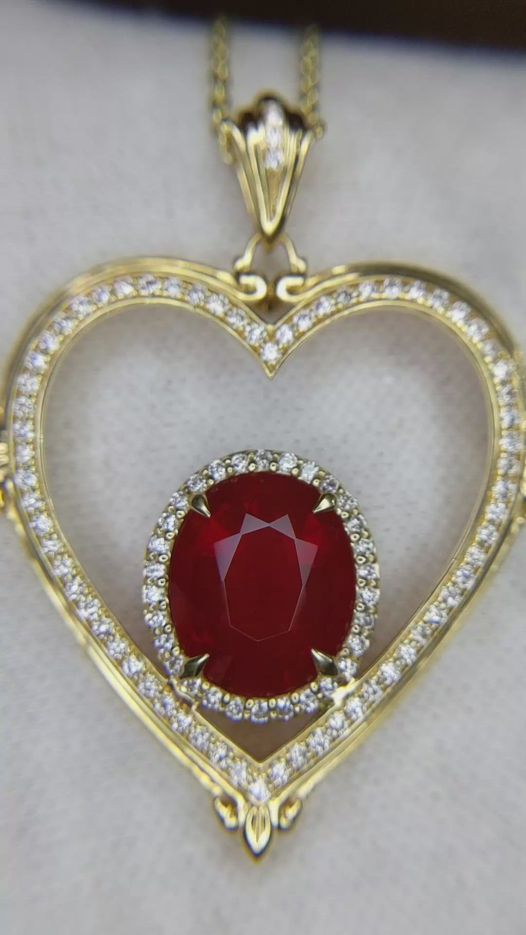 3.87 Ct. Orange Opal and Natural Diamond Pave Pendant, 18K Yellow Gold Size Video