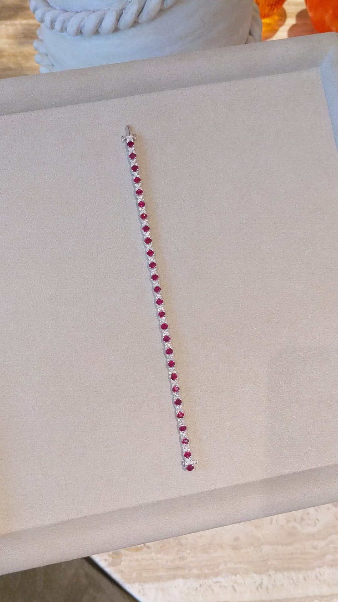 5.02 Ct.Tw. Ruby Natural Diamond Pave Bracelet, 18K White Gold Size Video