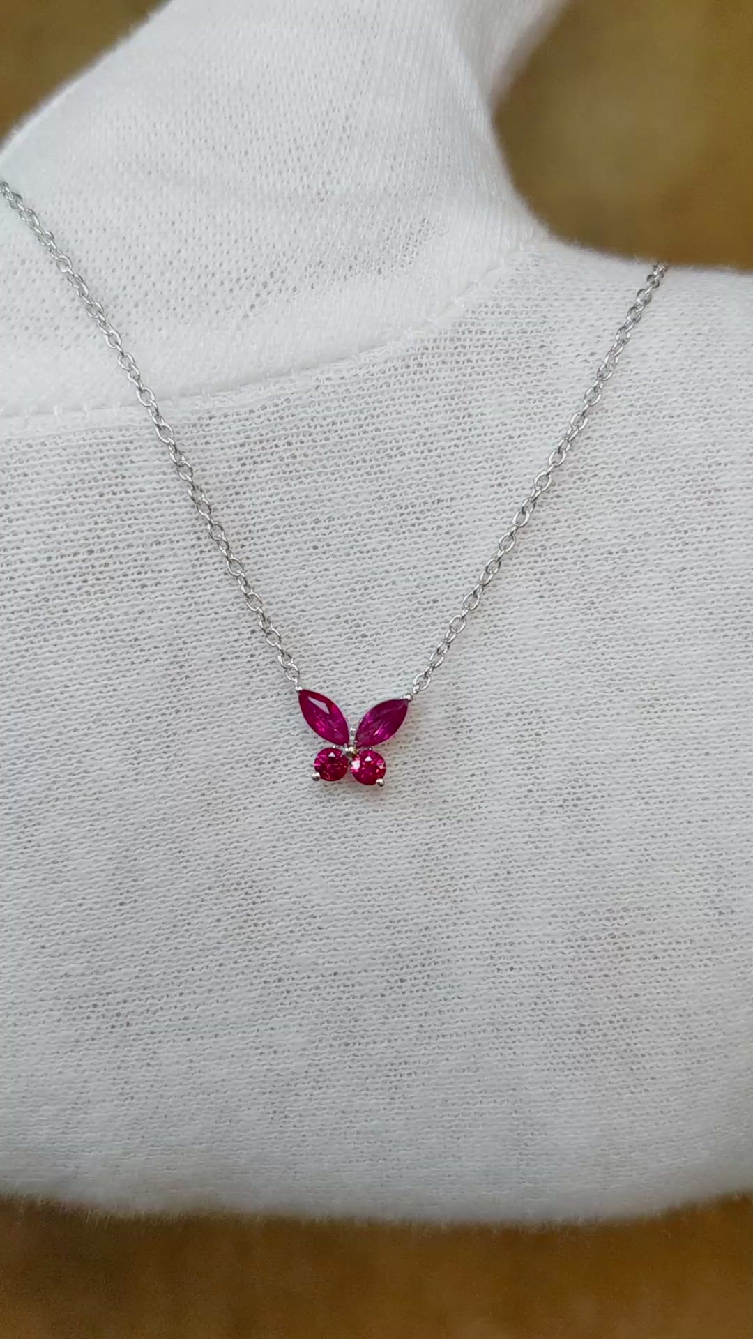 0.47 Ct. Ruby Multi Stone Necklace, 14K White Gold Size Video