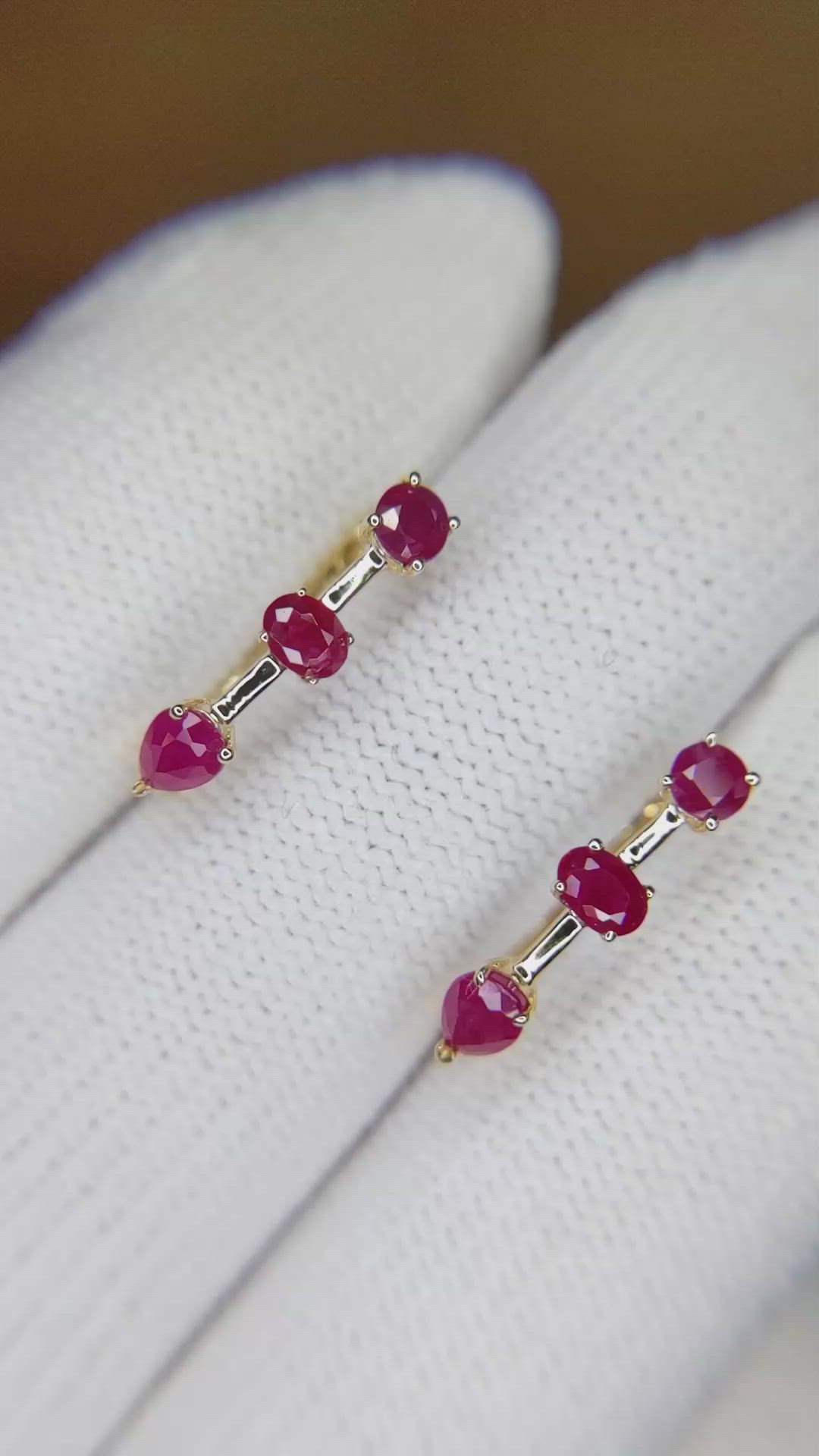 1.01 Ct.Tw.Total Carat Weight Ruby Hoops Earrings, 14K Yellow Gold Size Video