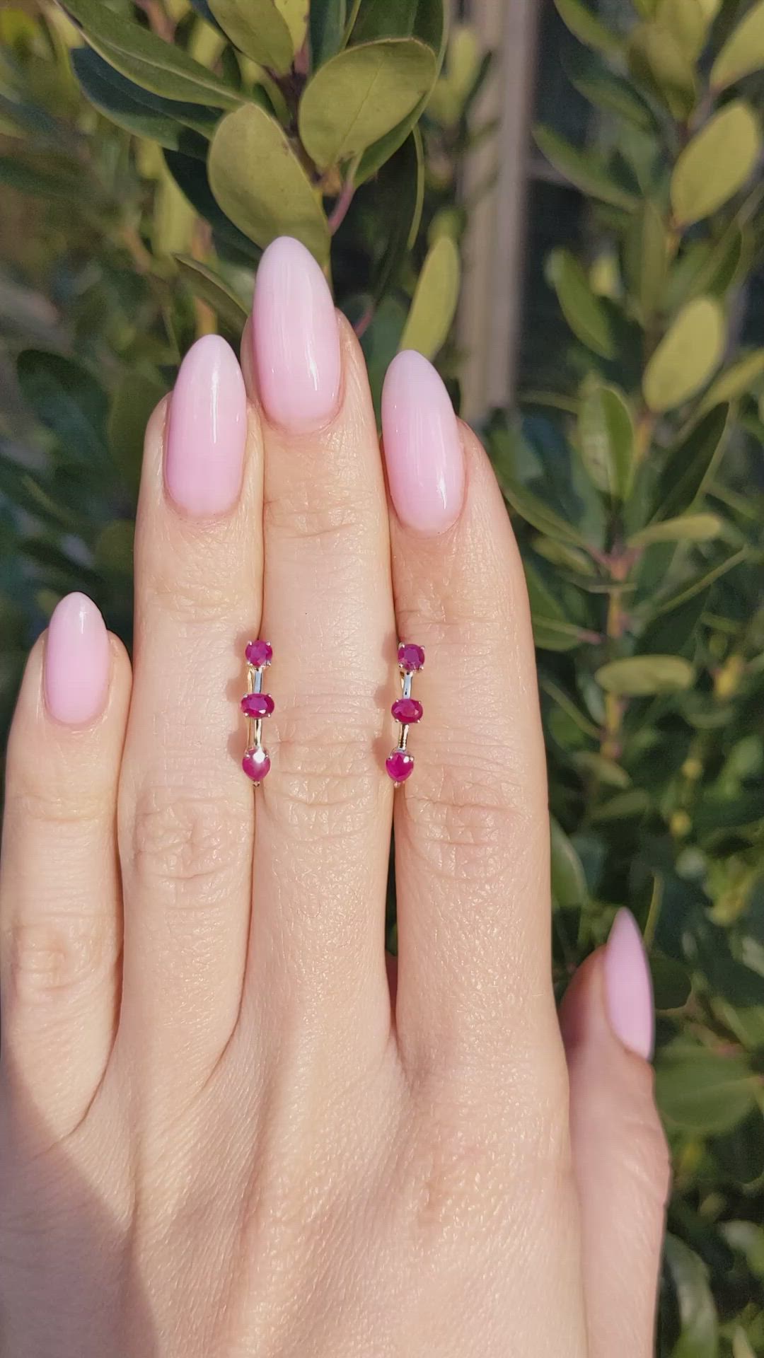 1.01&nbsp;Ct.Tw.Total Carat Weight Ruby Hoops Earrings, 14K Yellow Gold Size Video