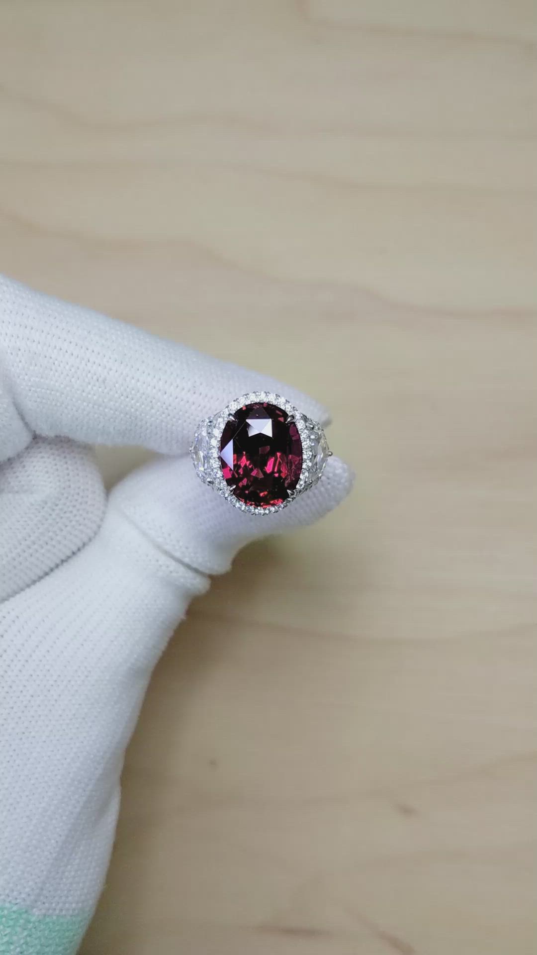11.16 Ct. Purplish Red Ruby and Natural Diamond Pave Ring, Platinum 950 Size Video