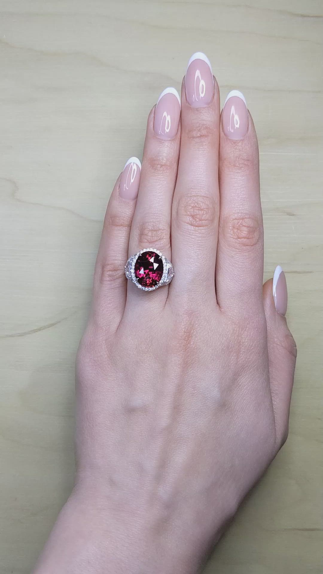 11.16 Ct. Purplish Red Ruby and Natural Diamond Pave Ring, Platinum 950 Size Video