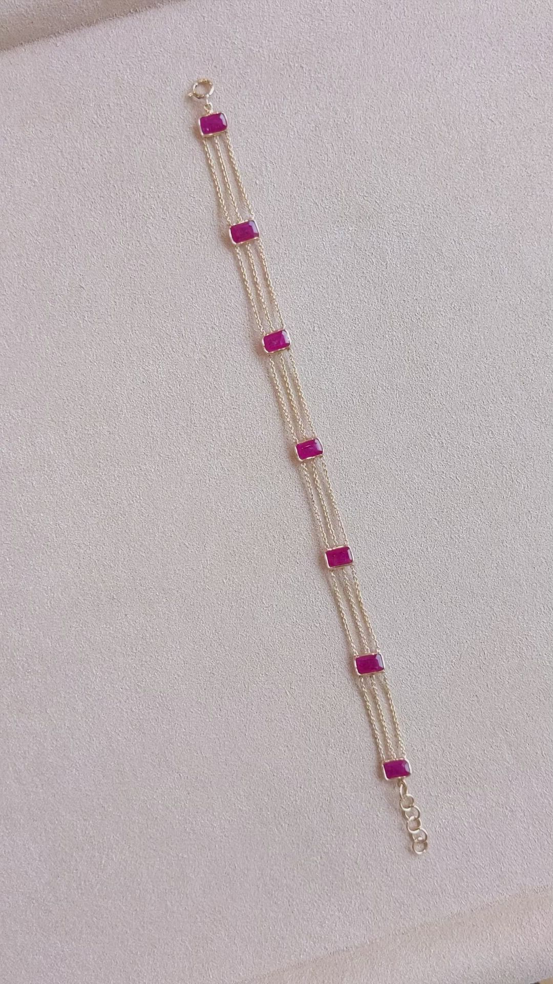 4.80 Ct.Tw.Total Carat Weight Ruby Bezel Bracelet, 14K Yellow Gold Size Video