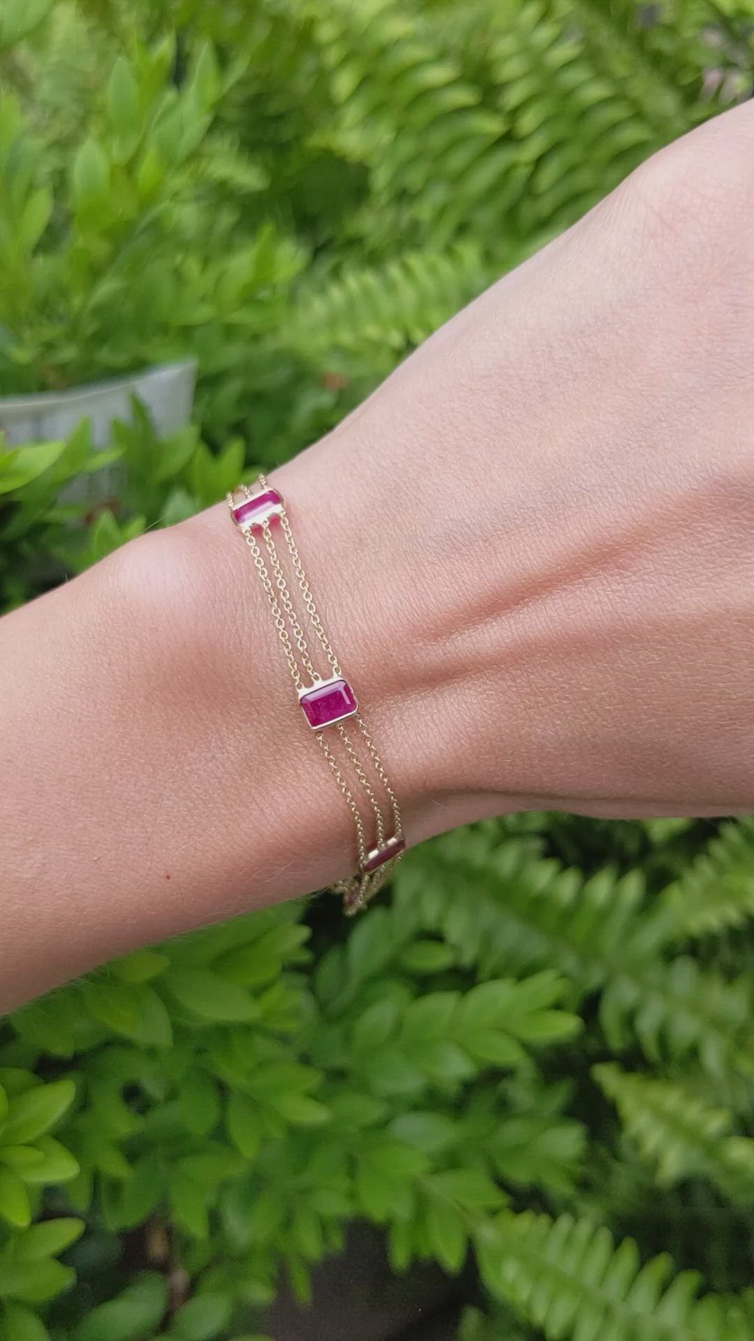 4.80 Ct.Tw.Total Carat Weight Ruby Bezel Bracelet, 14K Yellow Gold Size Video