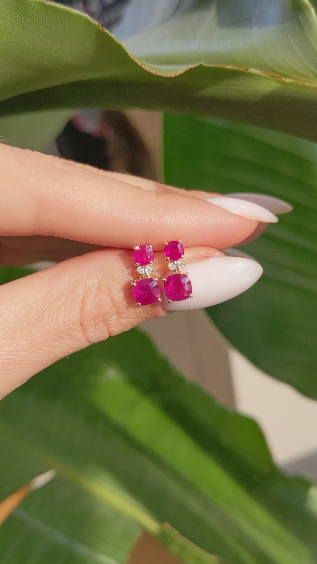 0.62 Ct.Tw.Total Carat Weight Ruby Ruby Drops Earrings, 14K Yellow Gold Size Video