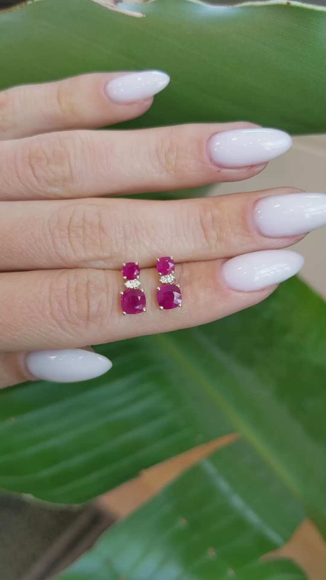 0.62 Ct.Tw.Total Carat Weight Ruby Ruby Drops Earrings, 14K Yellow Gold Size Video