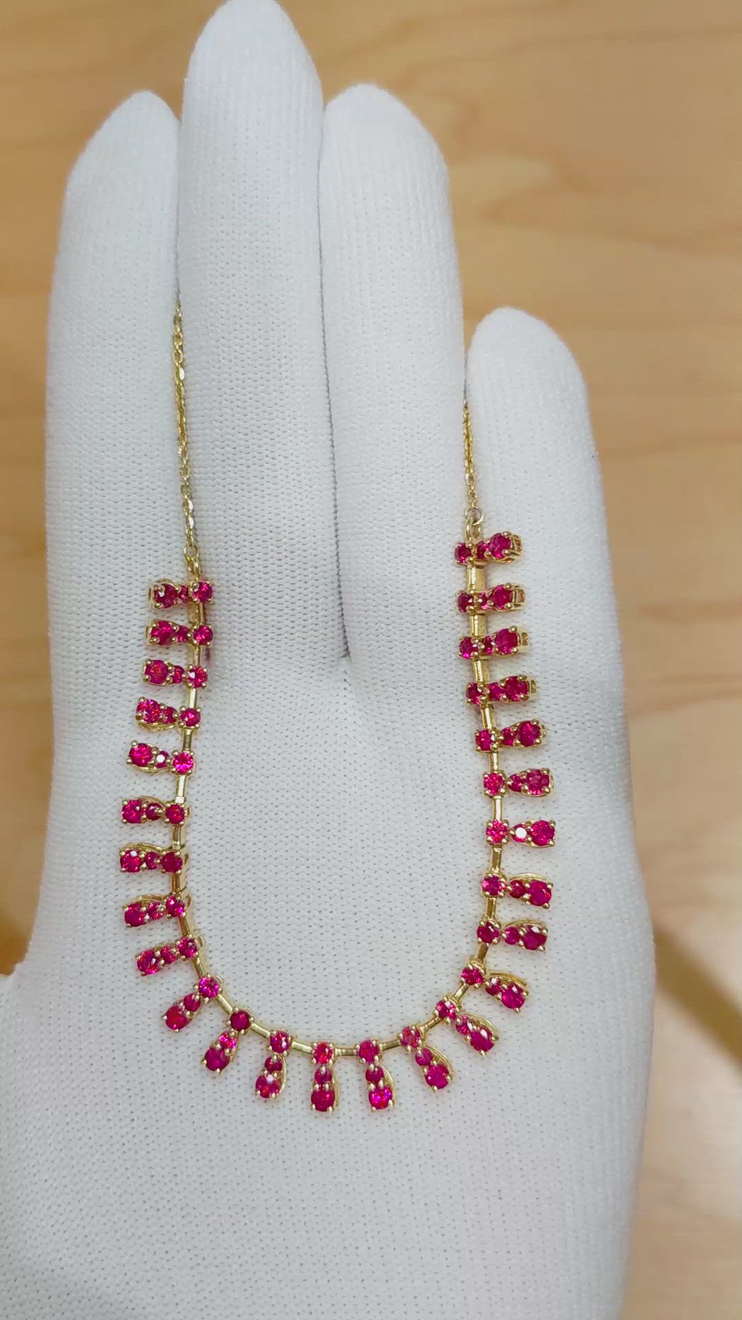 1.80 Ct. Ruby Ruby Accent Stones Necklace, 14K Yellow Gold Size Video