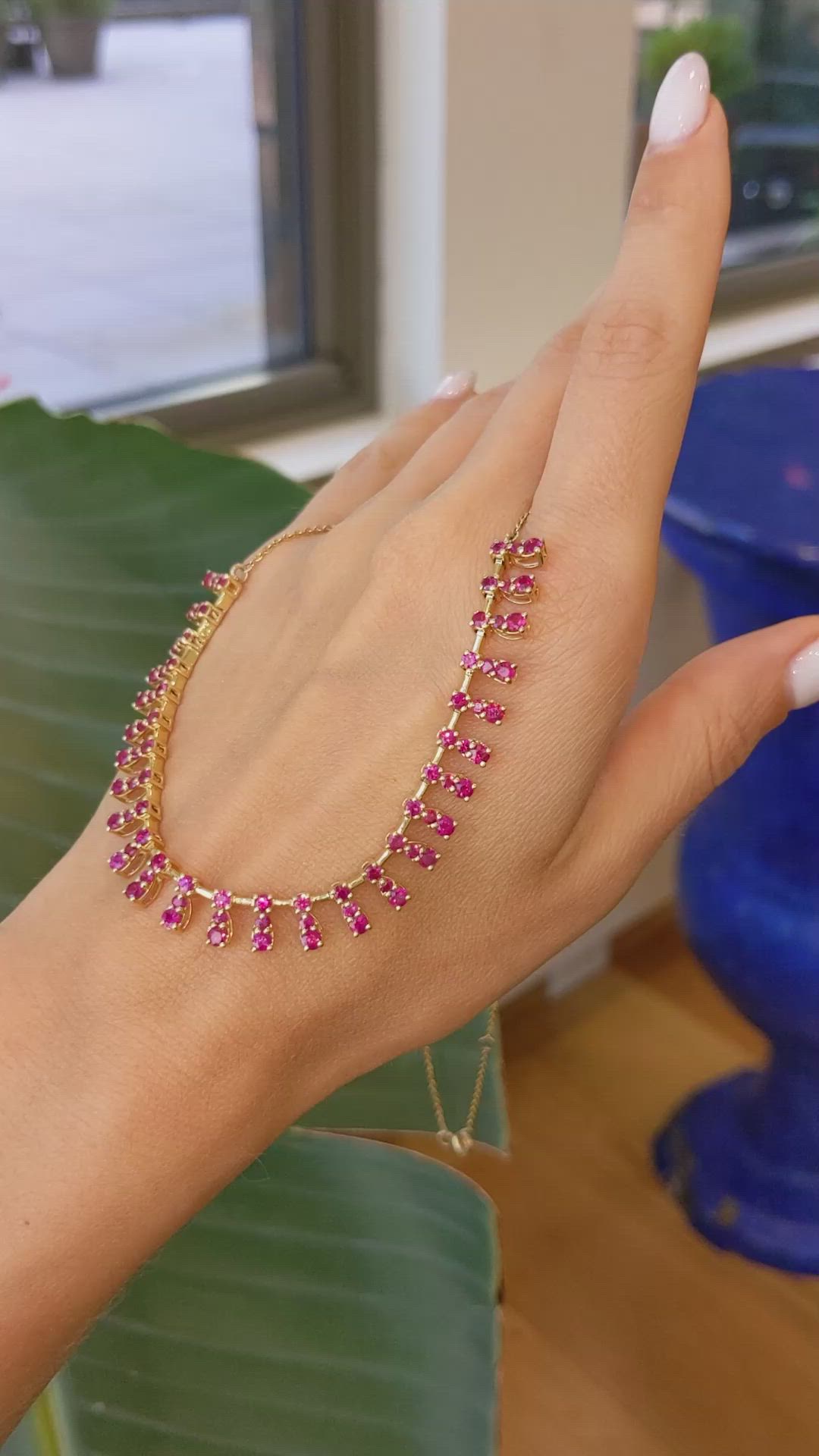 1.80 Ct. Ruby Ruby Accent Stones Necklace, 14K Yellow Gold Size Video