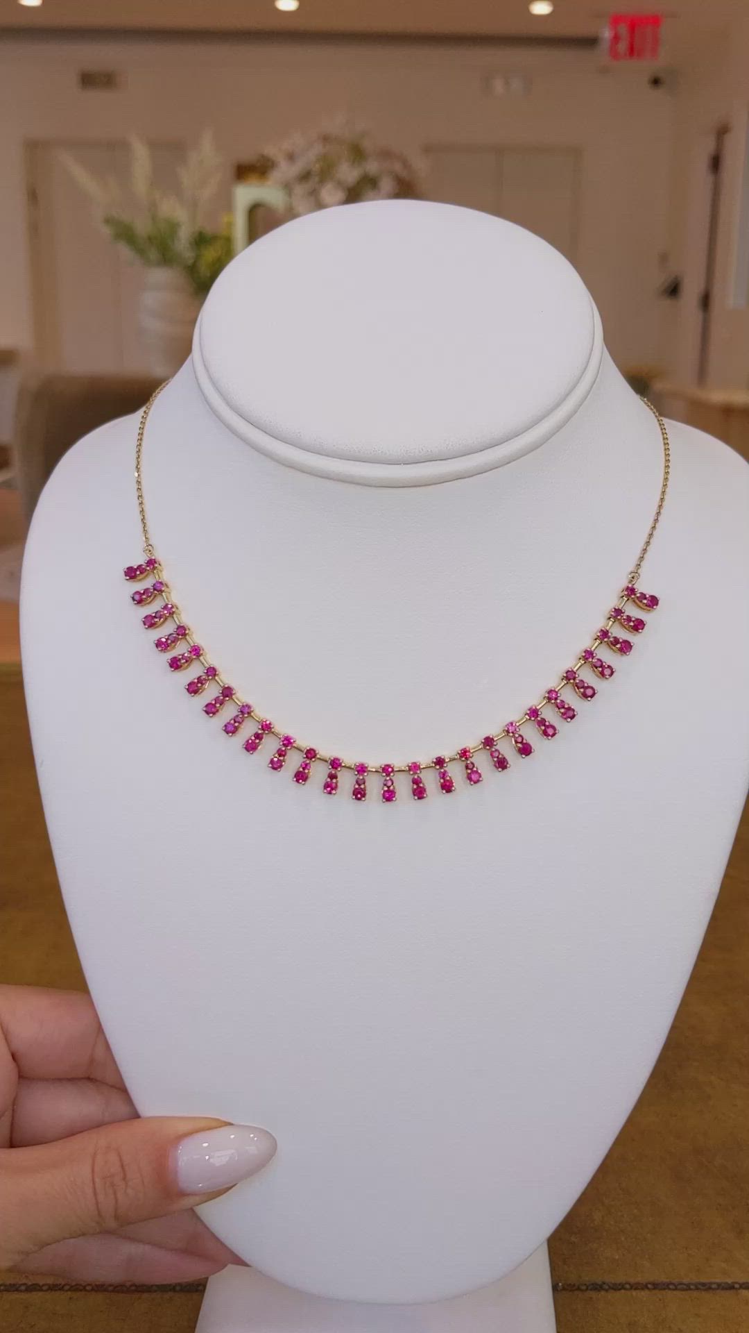 1.80 Ct. Ruby Ruby Accent Stones Necklace, 14K Yellow Gold Size Video