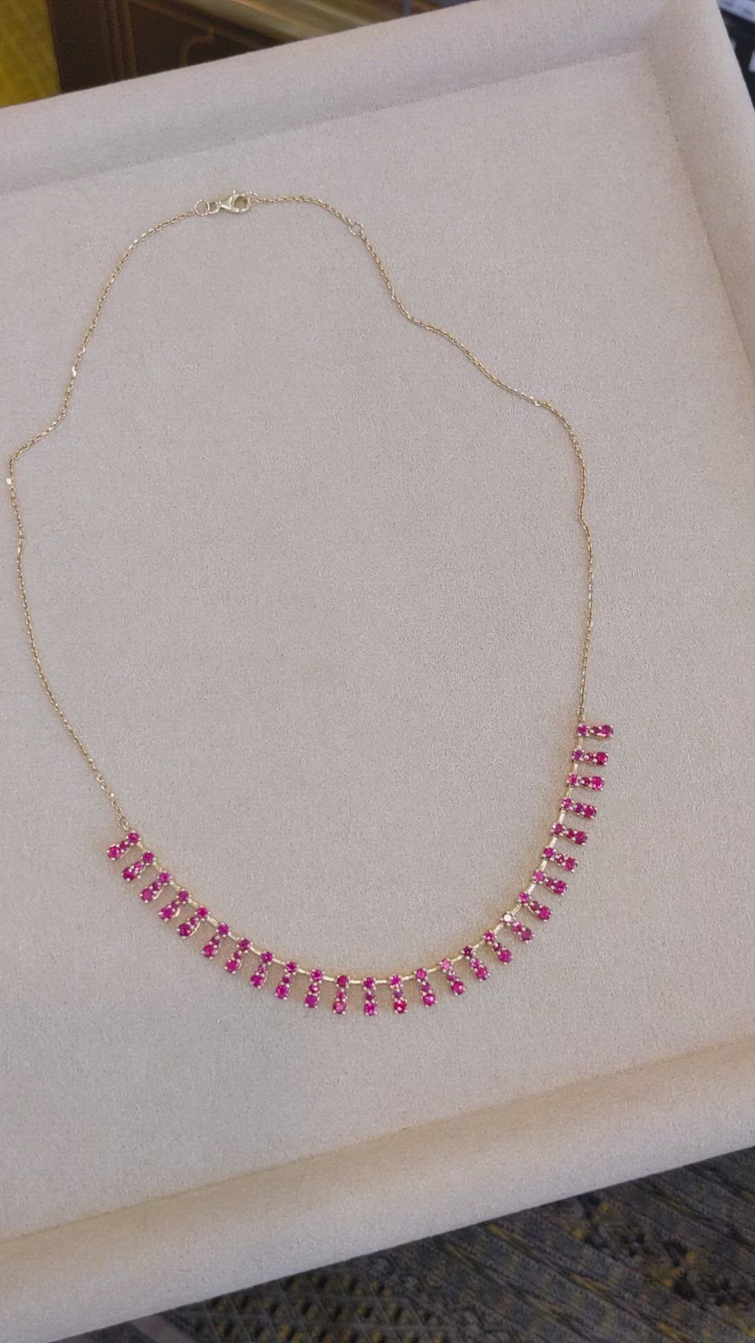 1.80 Ct. Ruby Ruby Accent Stones Necklace, 14K Yellow Gold Size Video