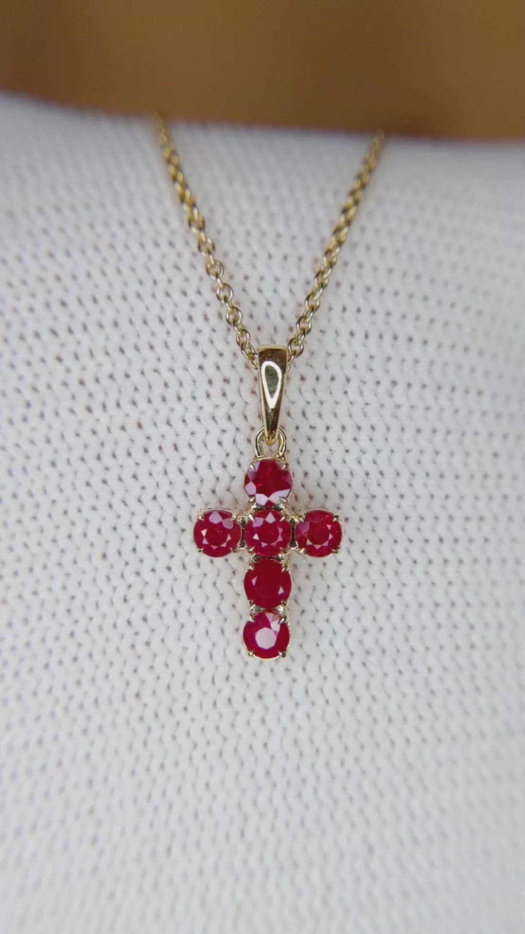 0.48 Ct. Ruby Religious Pendant, 14K Yellow Gold Size Video