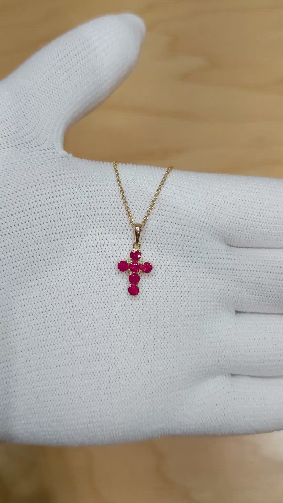 0.48 Ct. Ruby Religious Pendant, 14K Yellow Gold Size Video