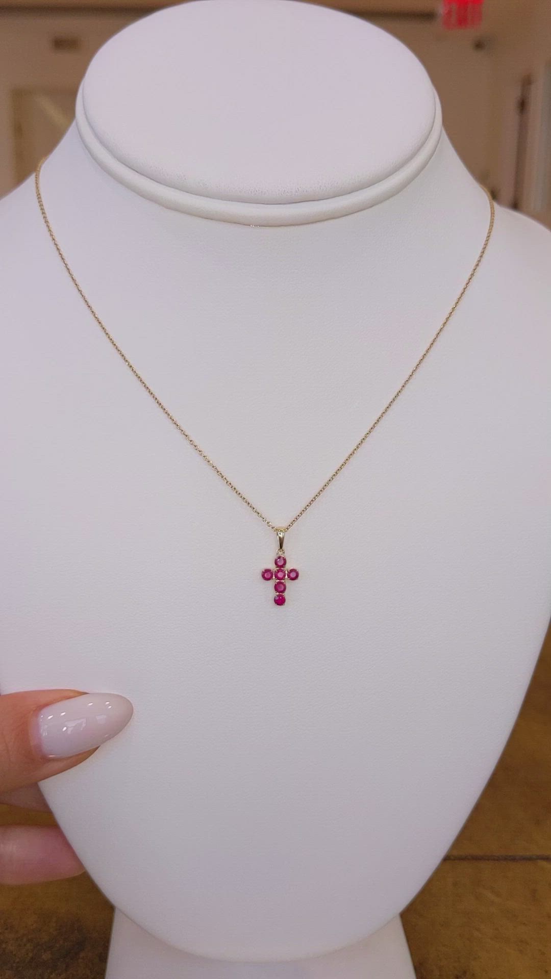 0.48 Ct. Ruby Religious Pendant, 14K Yellow Gold Size Video