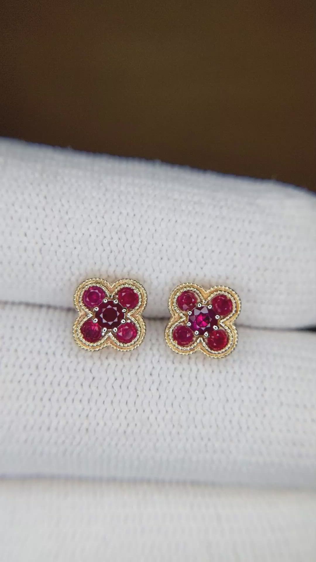 0.53 Ct.Tw. Ruby Studs Earrings, 14K Yellow Gold Size Video