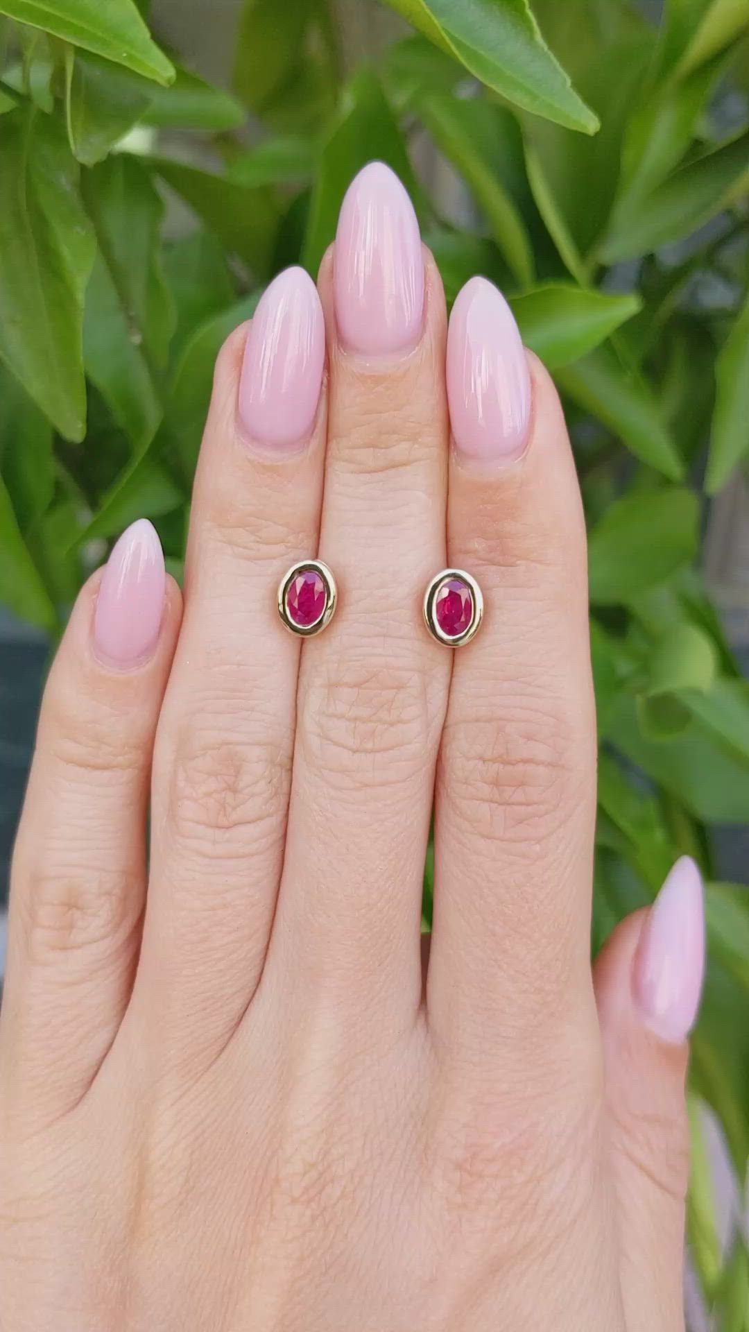 0.77 Ct.Tw. Ruby Studs Earrings, 14K Yellow Gold Size Video