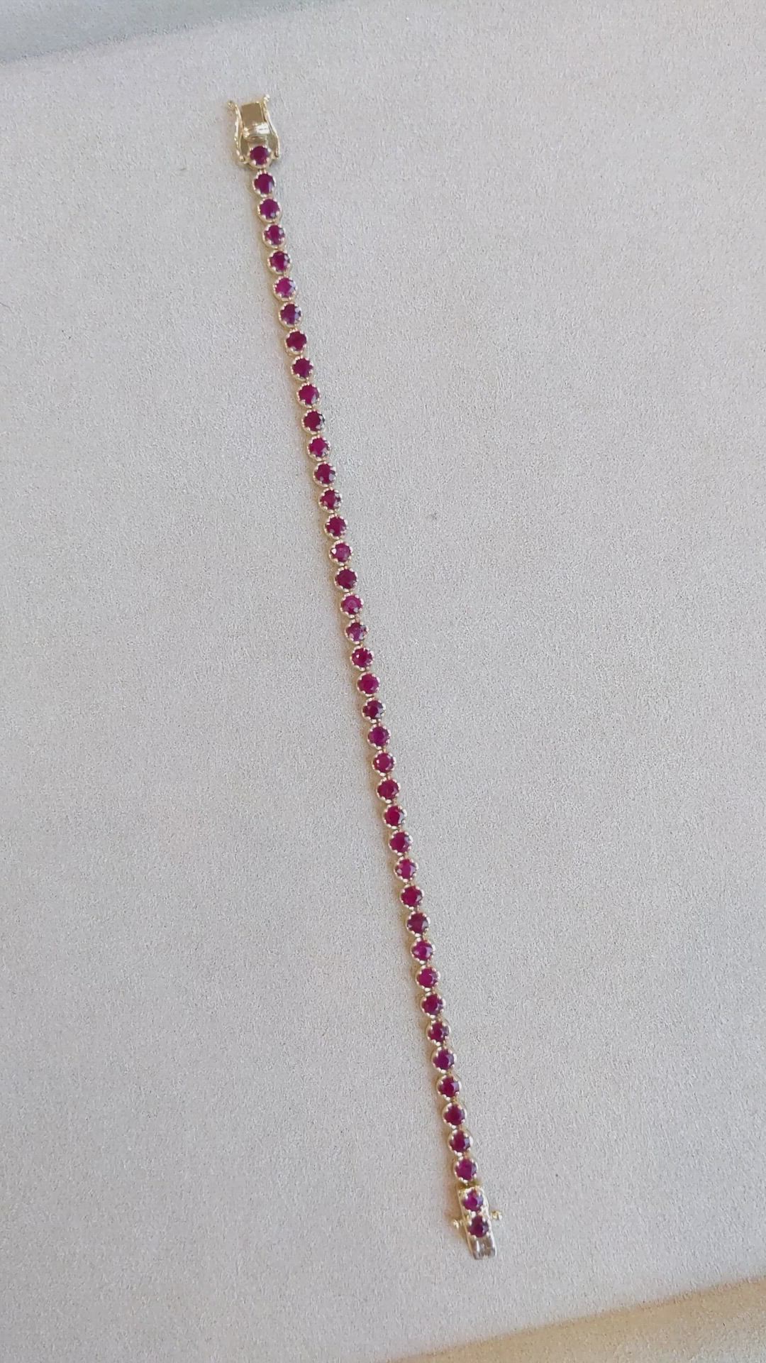 5.58 Ct.Tw. Ruby Tennis/Line Bracelet, 14K Yellow Gold Size Video