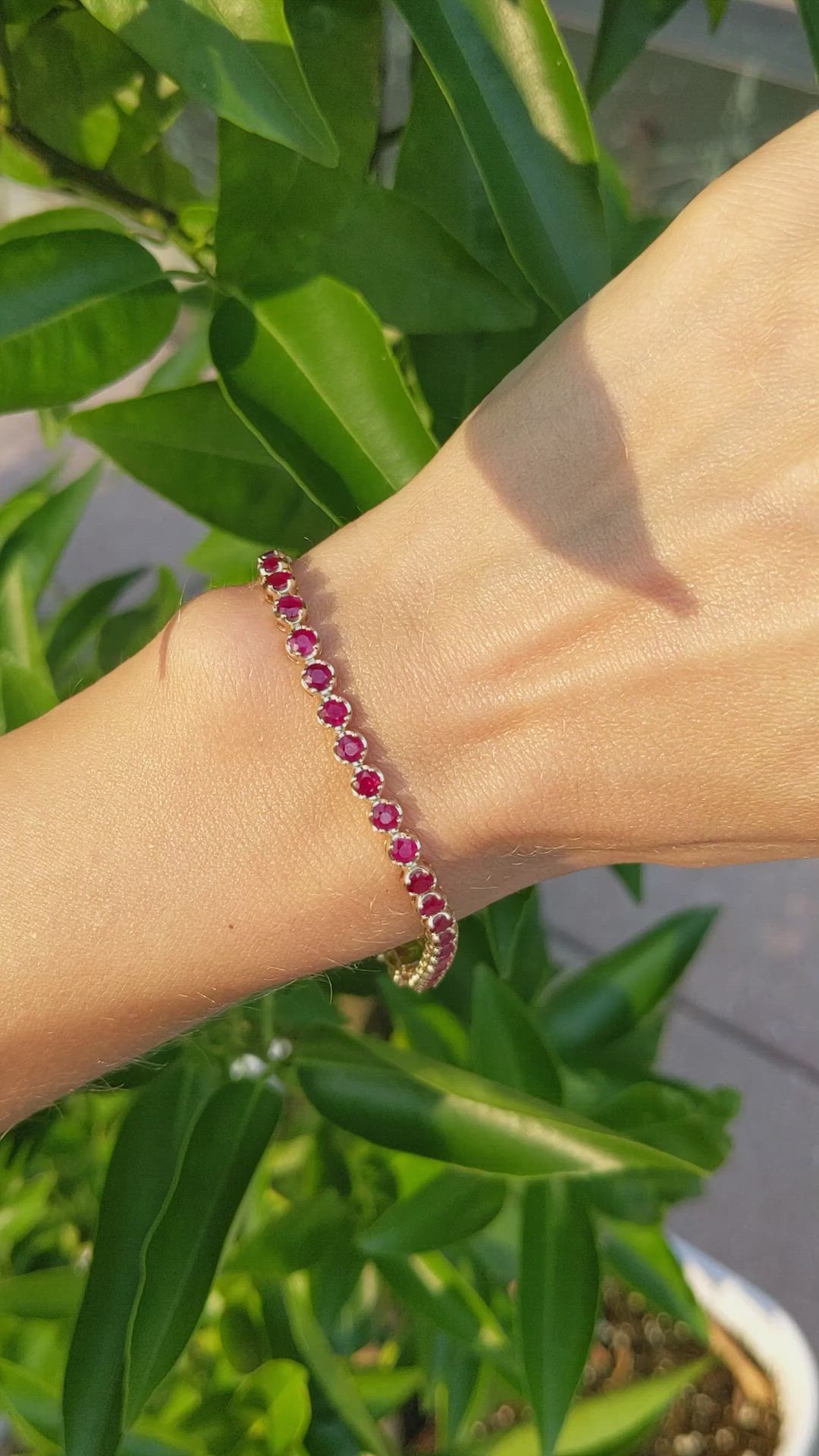 5.58 Ct.Tw. Ruby Tennis/Line Bracelet, 14K Yellow Gold Size Video