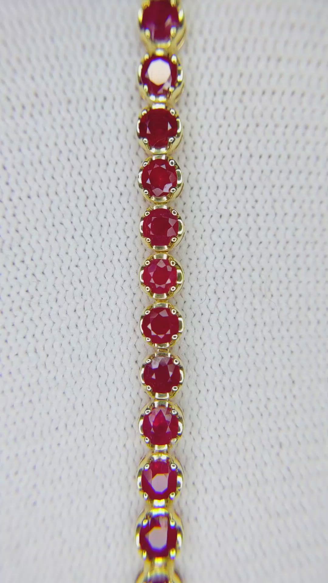 5.58 Ct.Tw. Ruby Tennis/Line Bracelet, 14K Yellow Gold Size Video