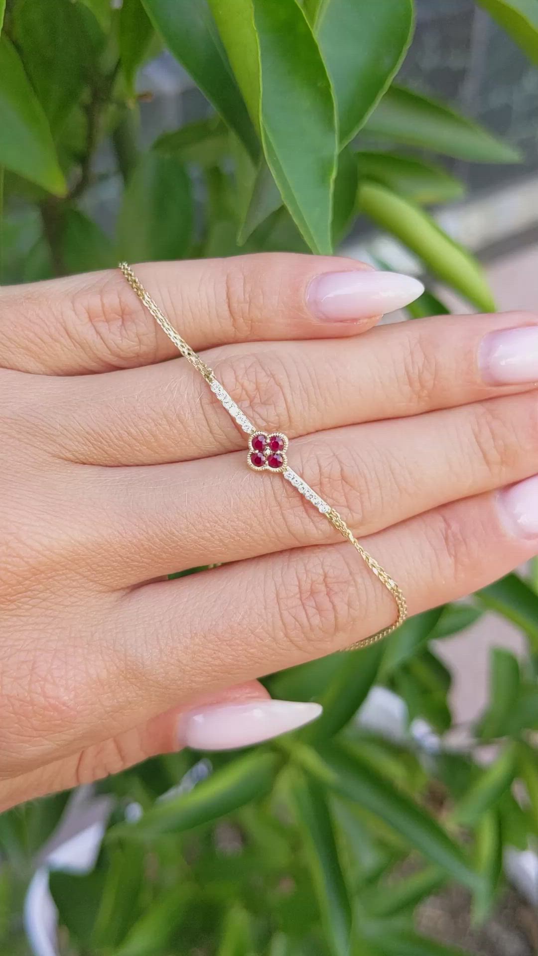 0.20 Ct.Tw. Ruby Natural Diamond Pave Bracelet, 14K Yellow Gold Size Video
