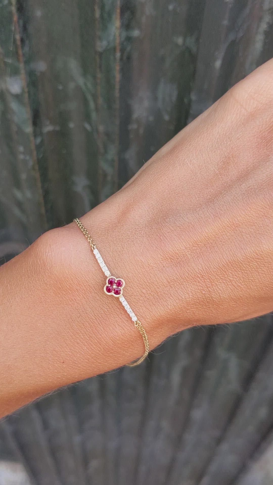 0.20 Ct.Tw. Ruby Natural Diamond Pave Bracelet, 14K Yellow Gold Size Video