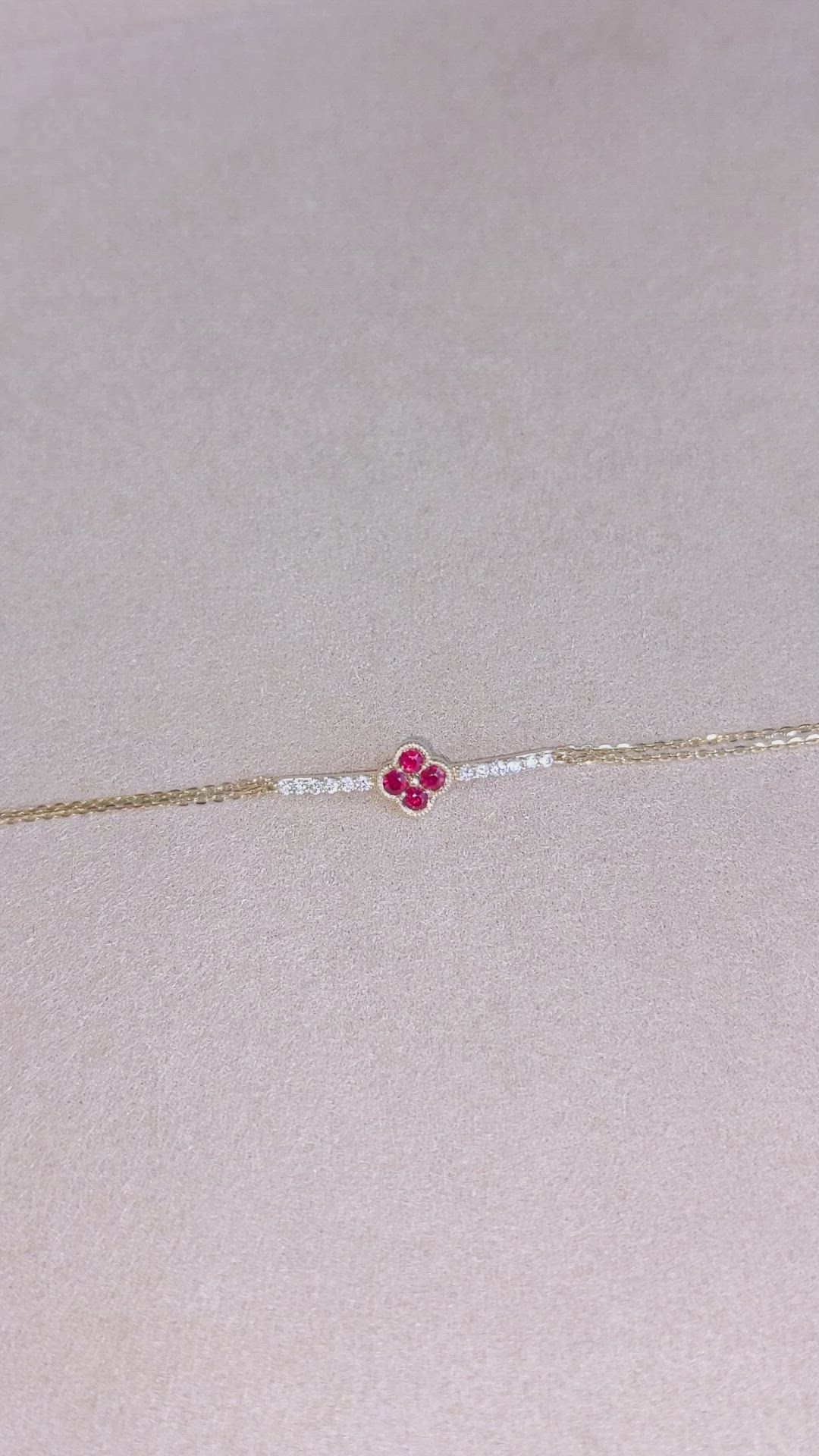 0.20 Ct.Tw. Ruby Natural Diamond Pave Bracelet, 14K Yellow Gold Size Video