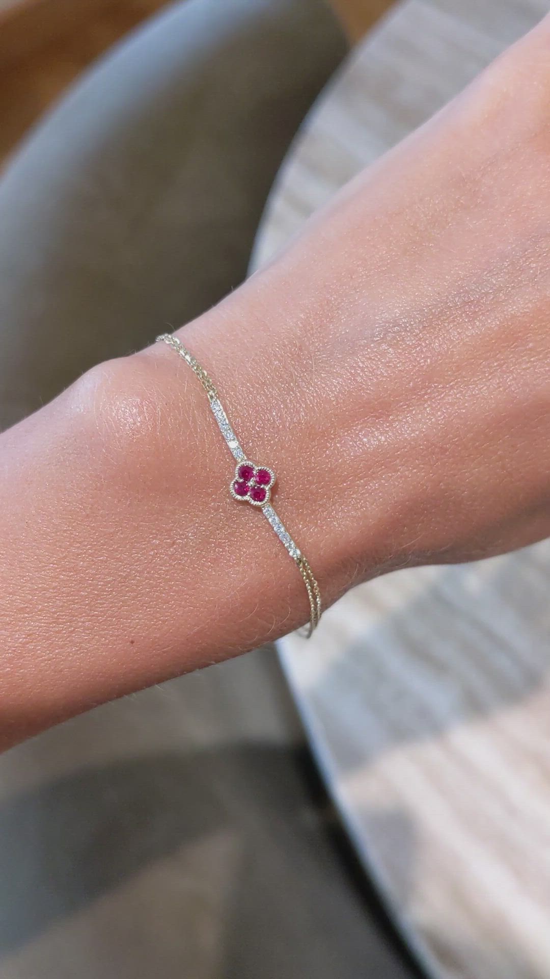 0.20 Ct.Tw. Ruby Natural Diamond Pave Bracelet, 14K Yellow Gold Size Video