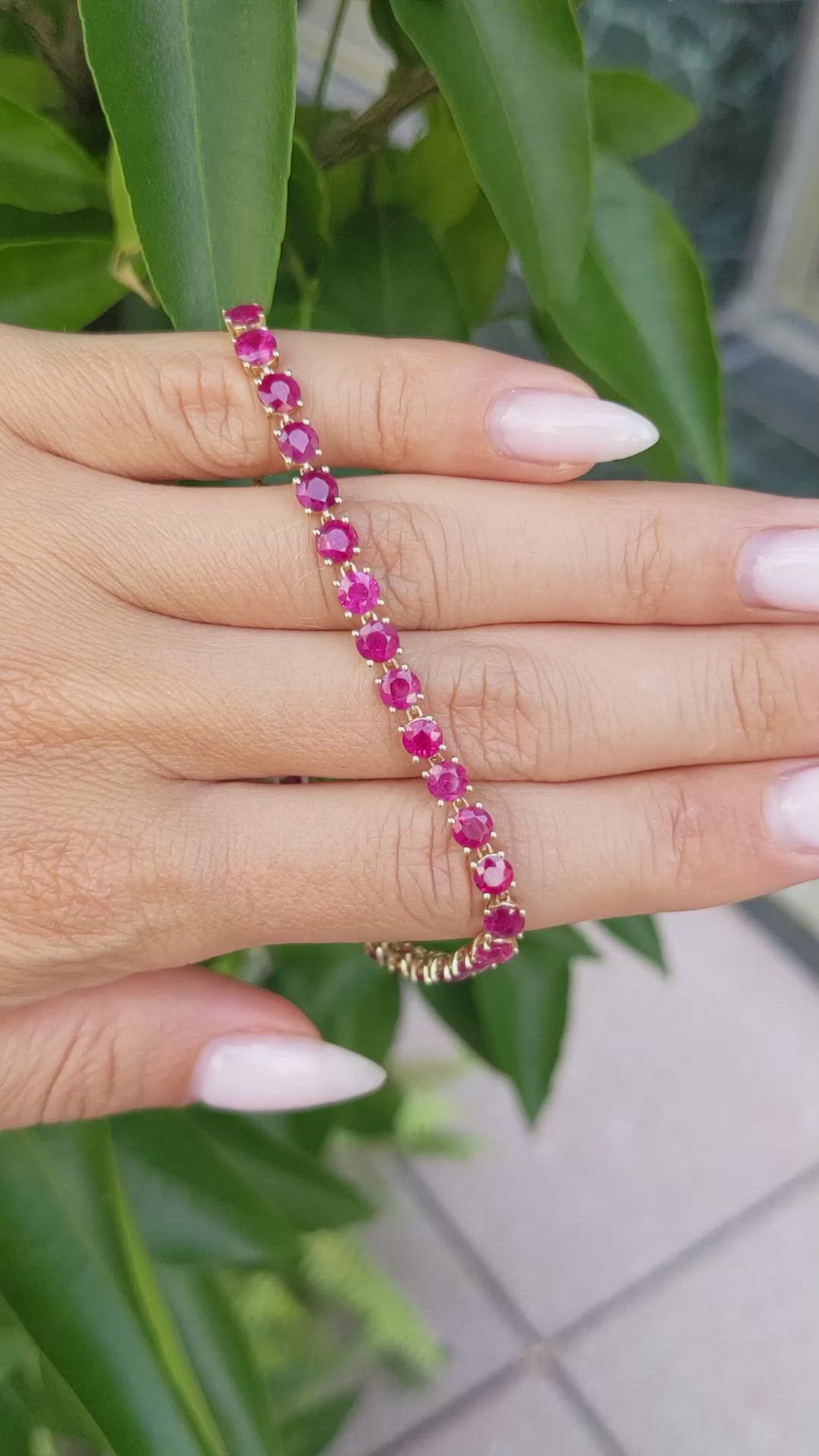 10.18 Ct.Tw. Ruby Tennis/Line Bracelet, 14K Yellow Gold Size Video