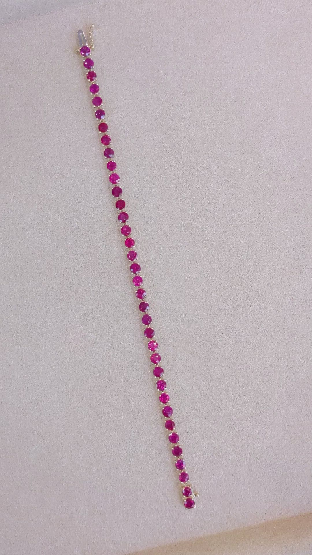 10.18 Ct.Tw. Ruby Tennis/Line Bracelet, 14K Yellow Gold Size Video
