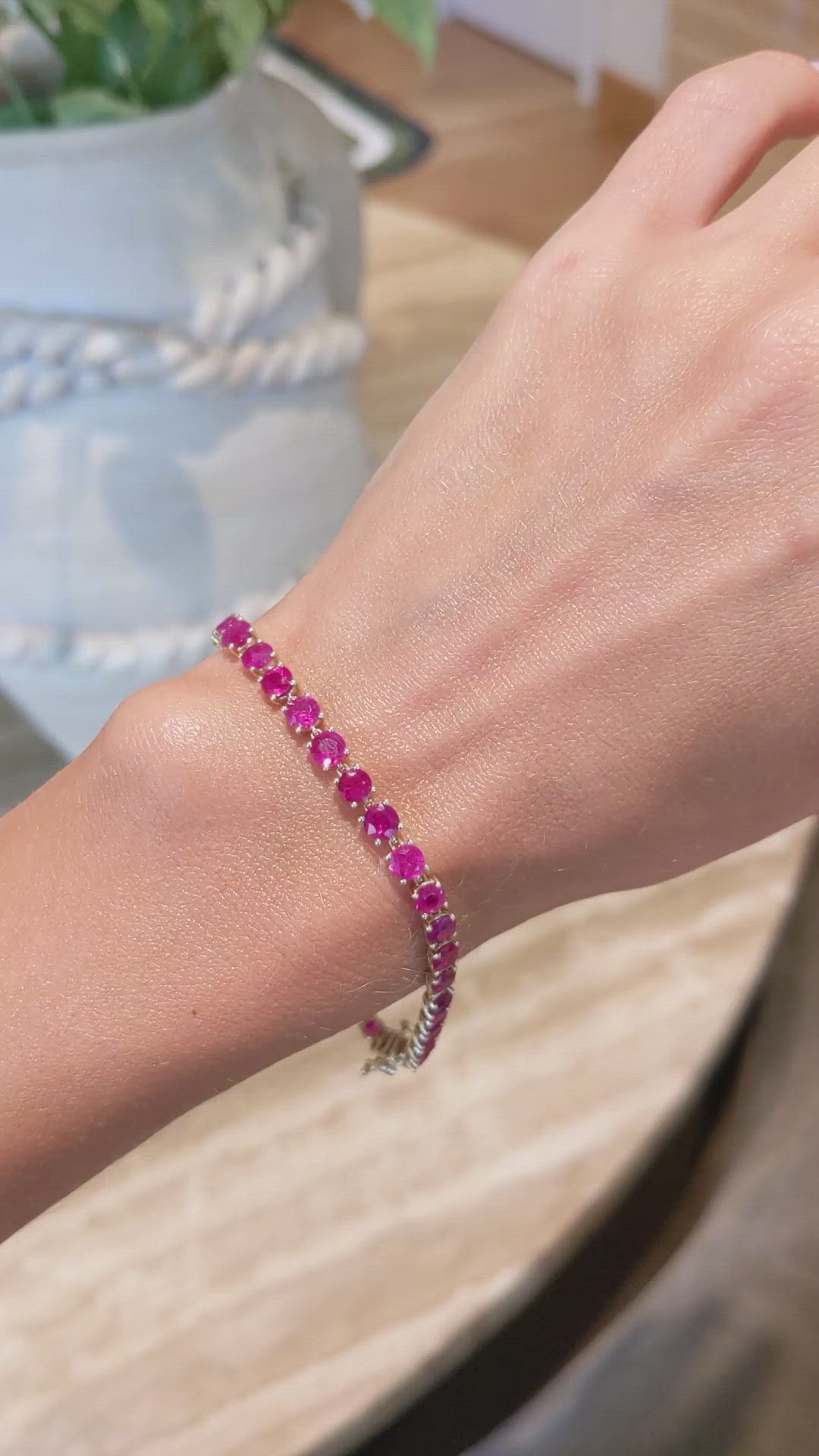 10.18 Ct.Tw. Ruby Tennis/Line Bracelet, 14K Yellow Gold Size Video