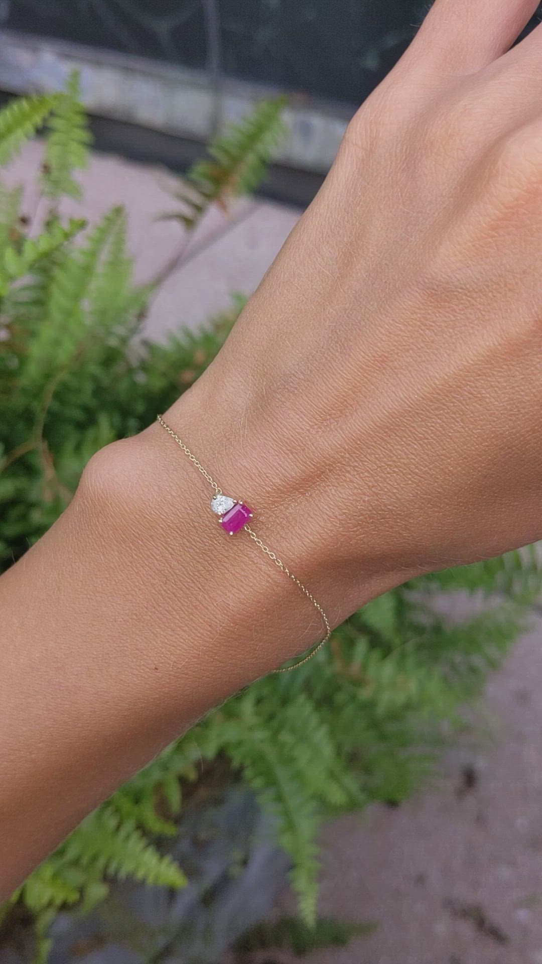 0.47 Ct.Tw. Ruby Natural Diamond Accent Stones Bracelet, 14K Yellow Gold Size Video