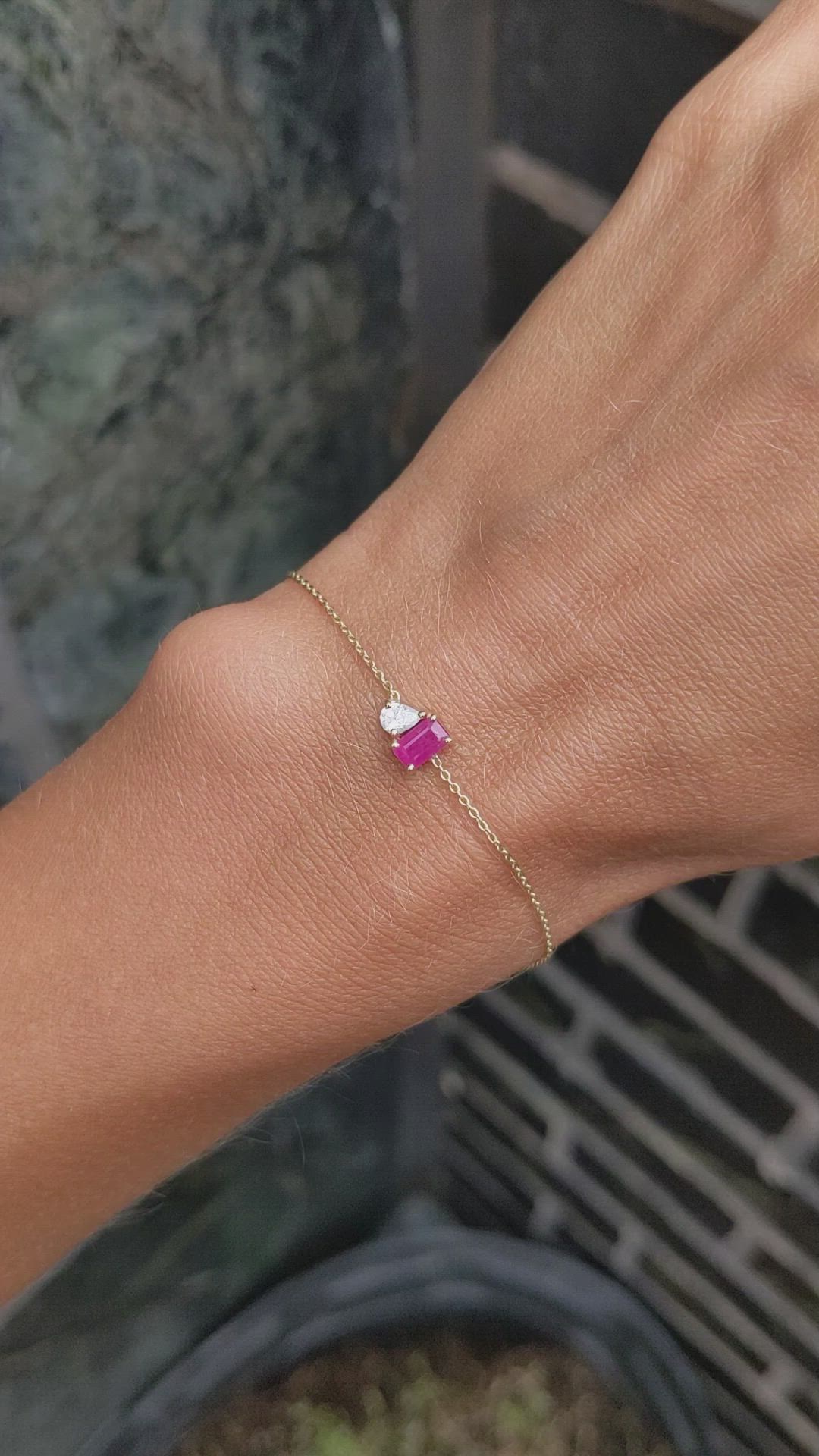 0.47 Ct.Tw. Ruby Natural Diamond Accent Stones Bracelet, 14K Yellow Gold Size Video