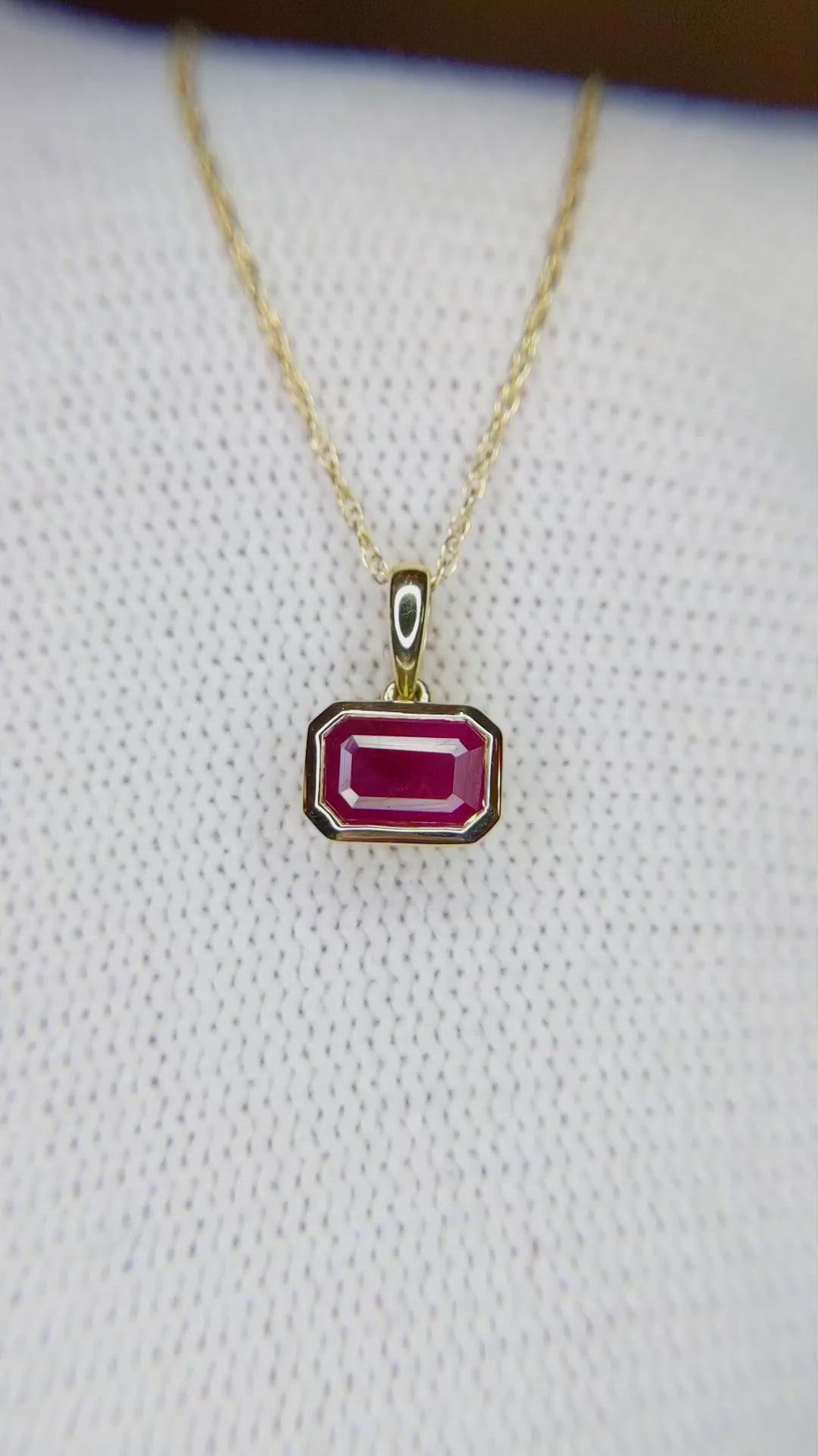 0.72 Ct. Ruby Bezel Pendant, 14K Yellow Gold Size Video