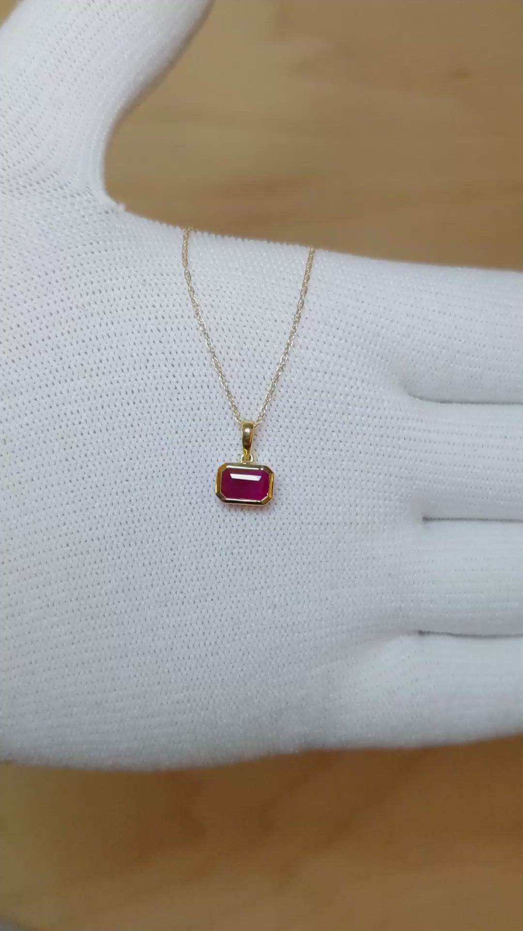 0.72 Ct. Ruby Bezel Pendant, 14K Yellow Gold Size Video
