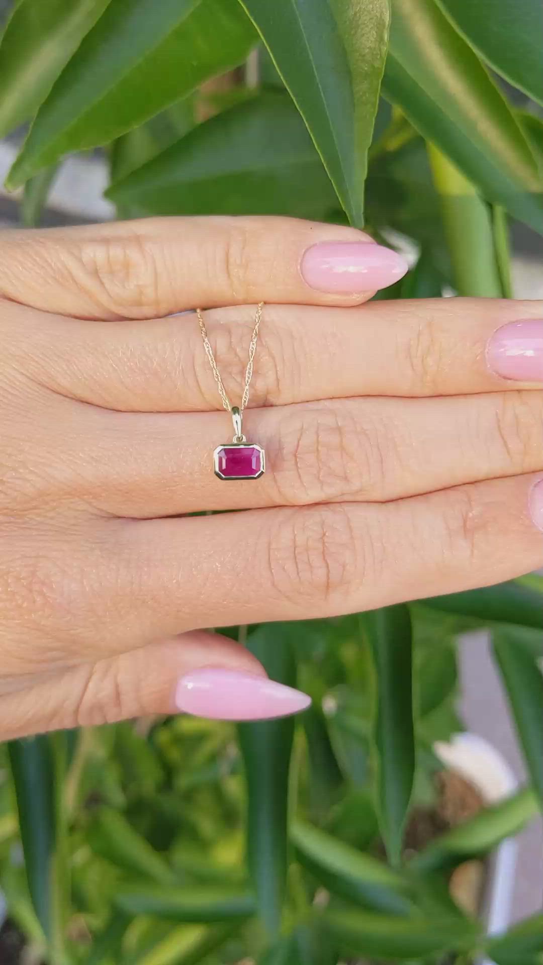 0.72 Ct. Ruby Bezel Pendant, 14K Yellow Gold Size Video