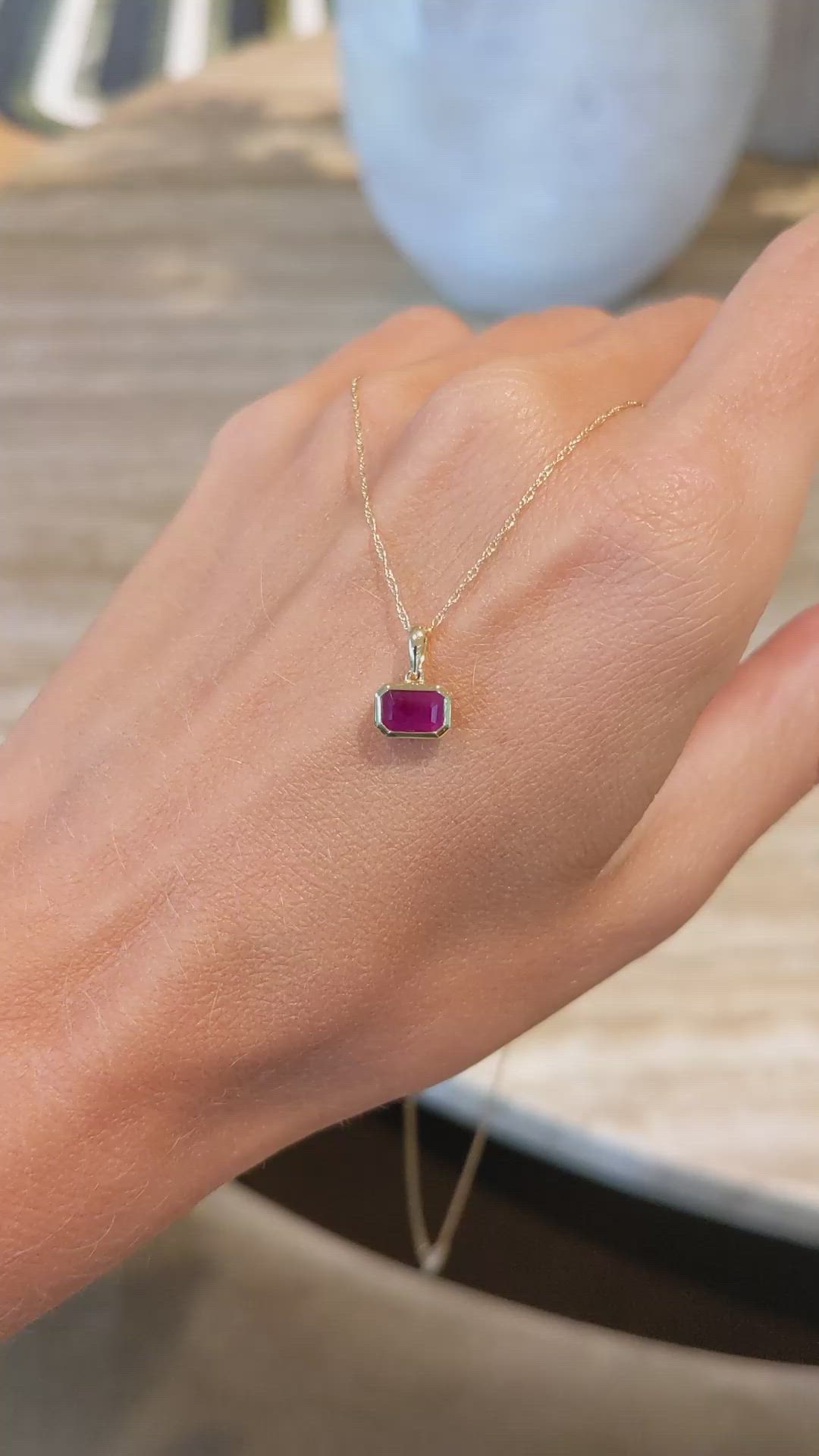 0.72 Ct. Ruby Bezel Pendant, 14K Yellow Gold Size Video