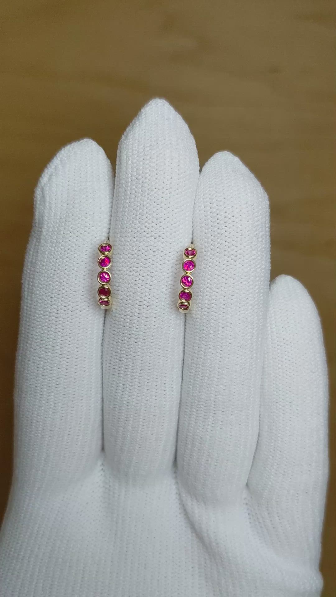 0.31 Ct.Tw. Ruby Bezel Earrings, 14K Yellow Gold Size Video