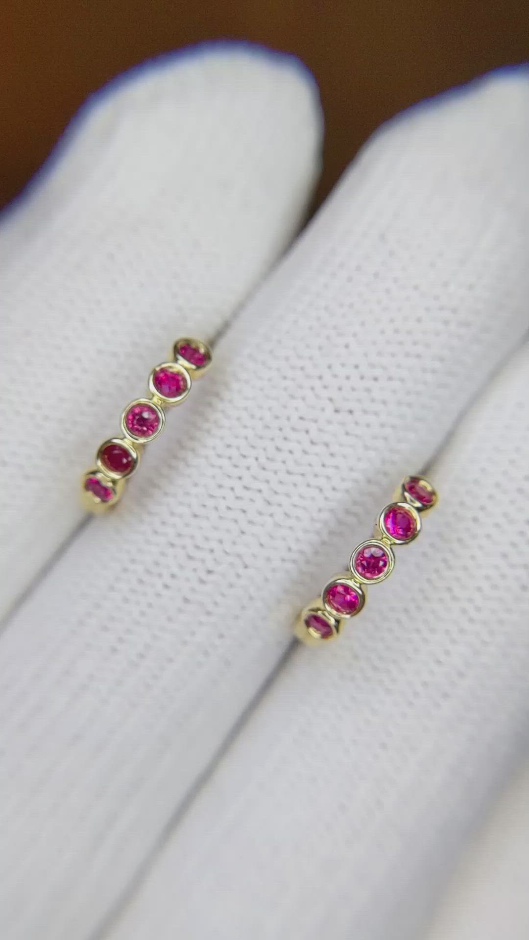 0.31 Ct.Tw. Ruby Bezel Earrings, 14K Yellow Gold Size Video