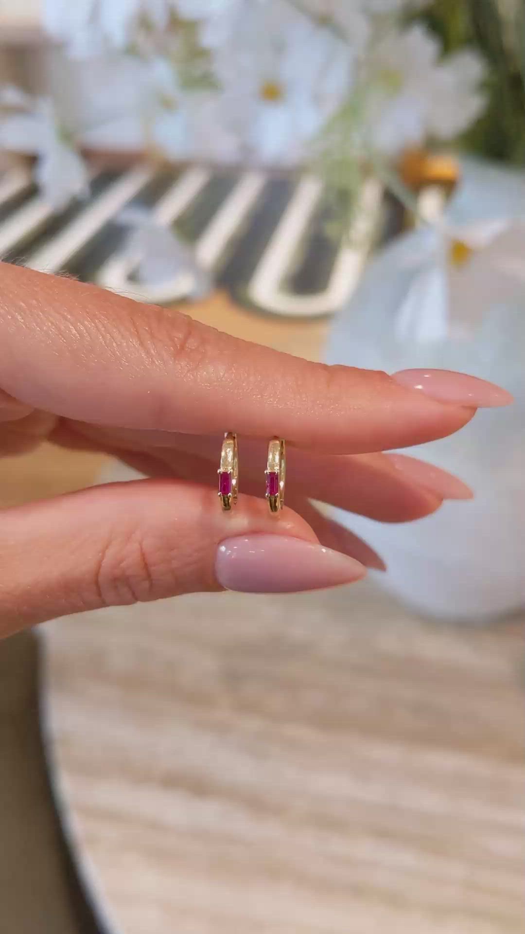 0.13 Ct.Tw. Ruby Halo Earrings, 14K Yellow Gold Size Video