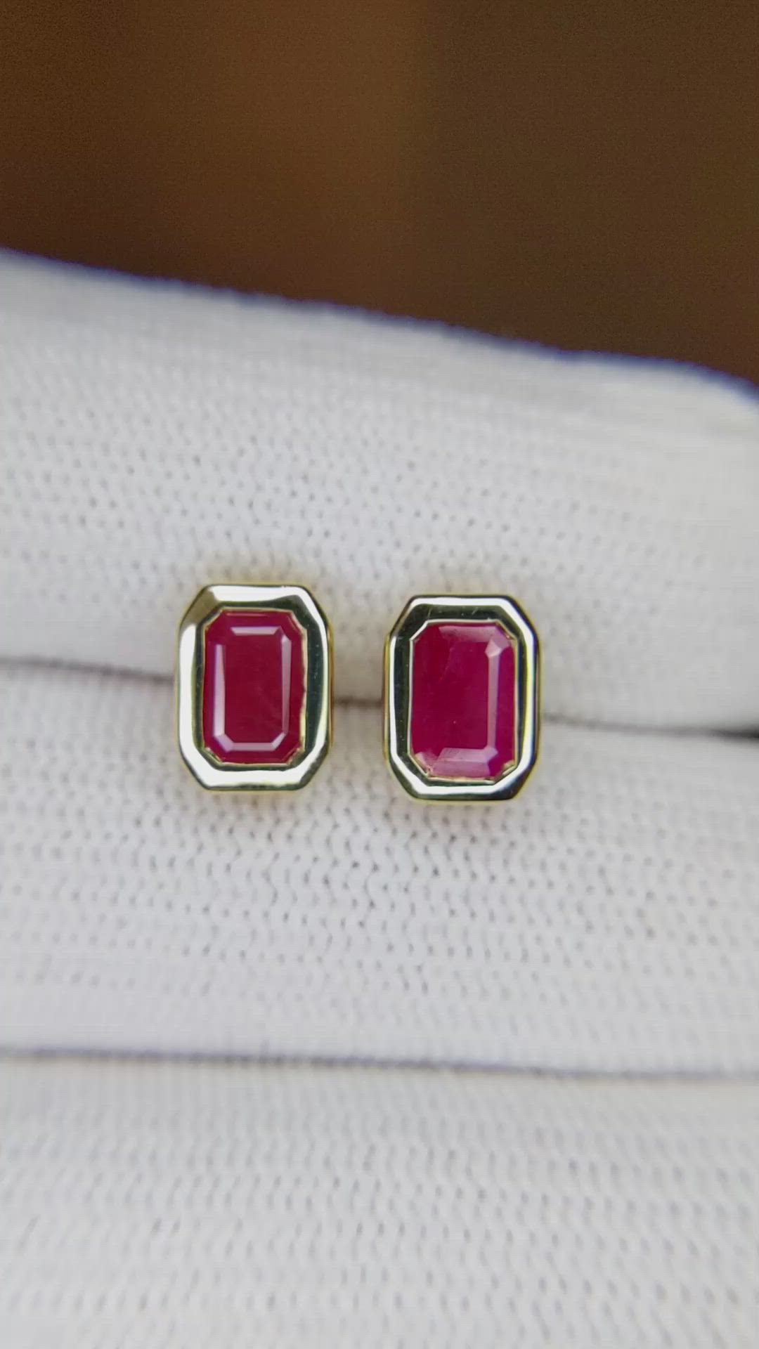 1.31 Ct.Tw. Ruby Studs Earrings, 14K Yellow Gold Size Video