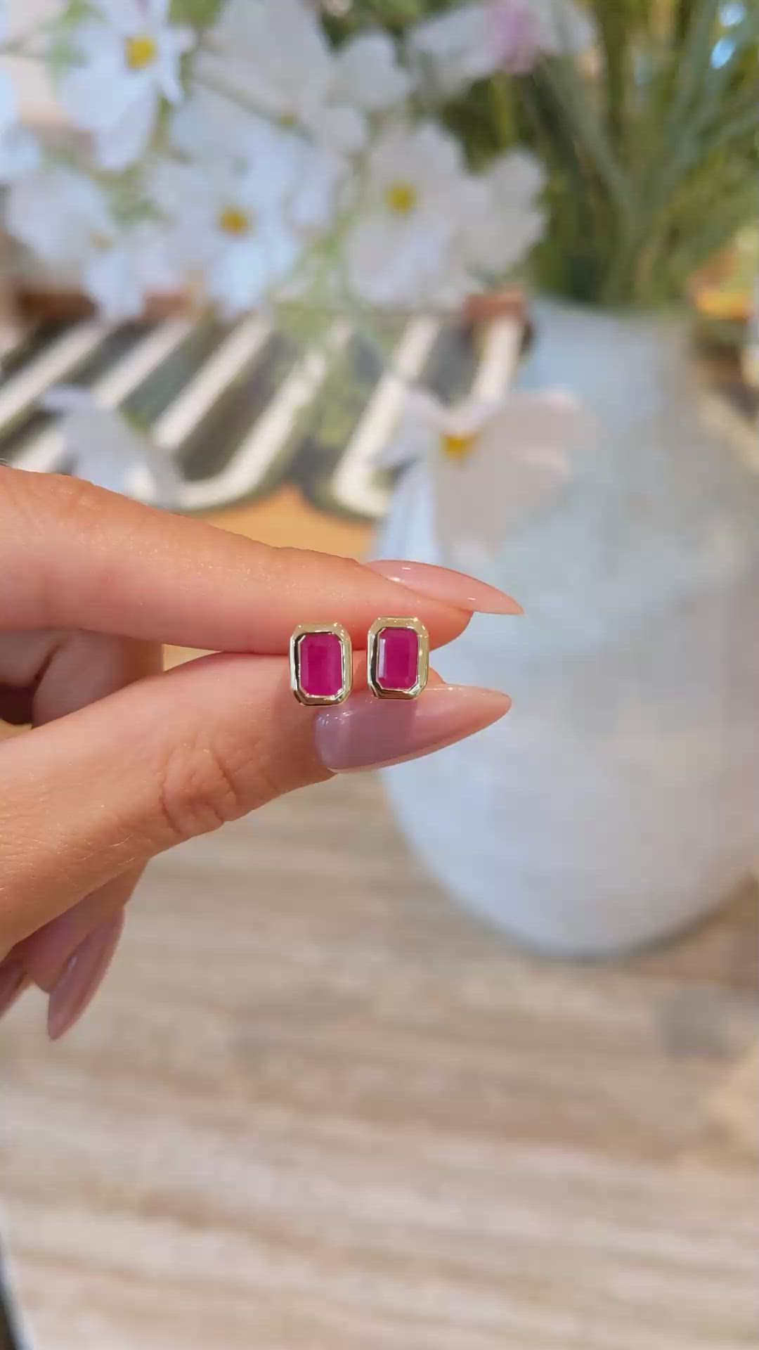 1.31 Ct.Tw. Ruby Studs Earrings, 14K Yellow Gold Size Video