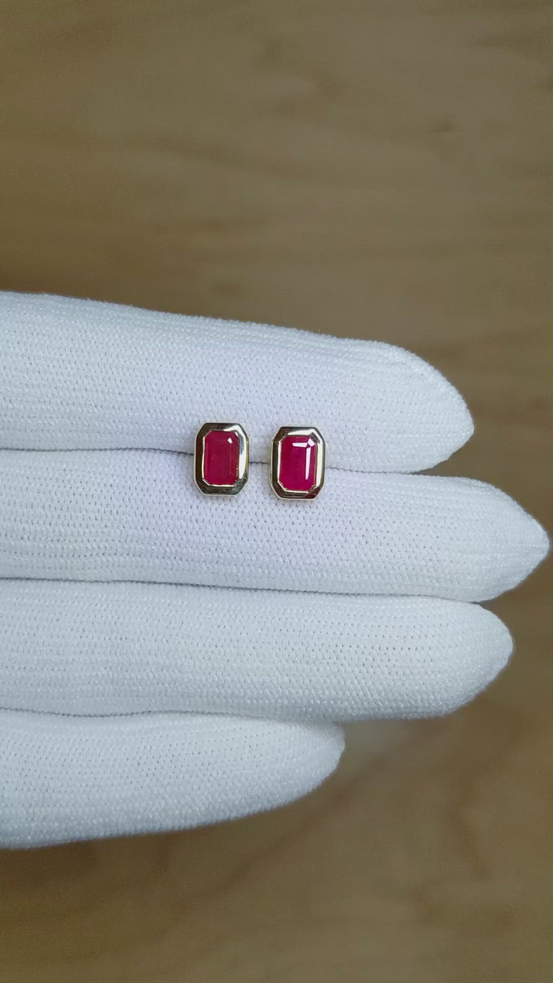 1.31 Ct.Tw. Ruby Studs Earrings, 14K Yellow Gold Size Video