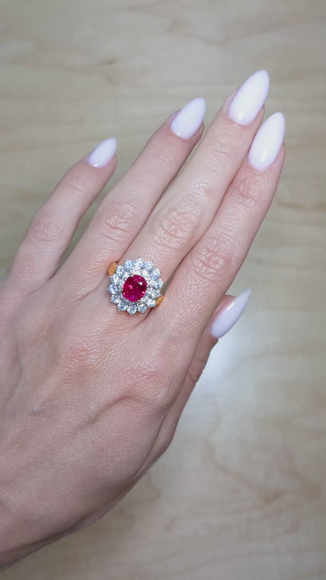 2.09 Ct. Ruby Natural Diamond Pave Ring, 18K Yellow Gold Size Video